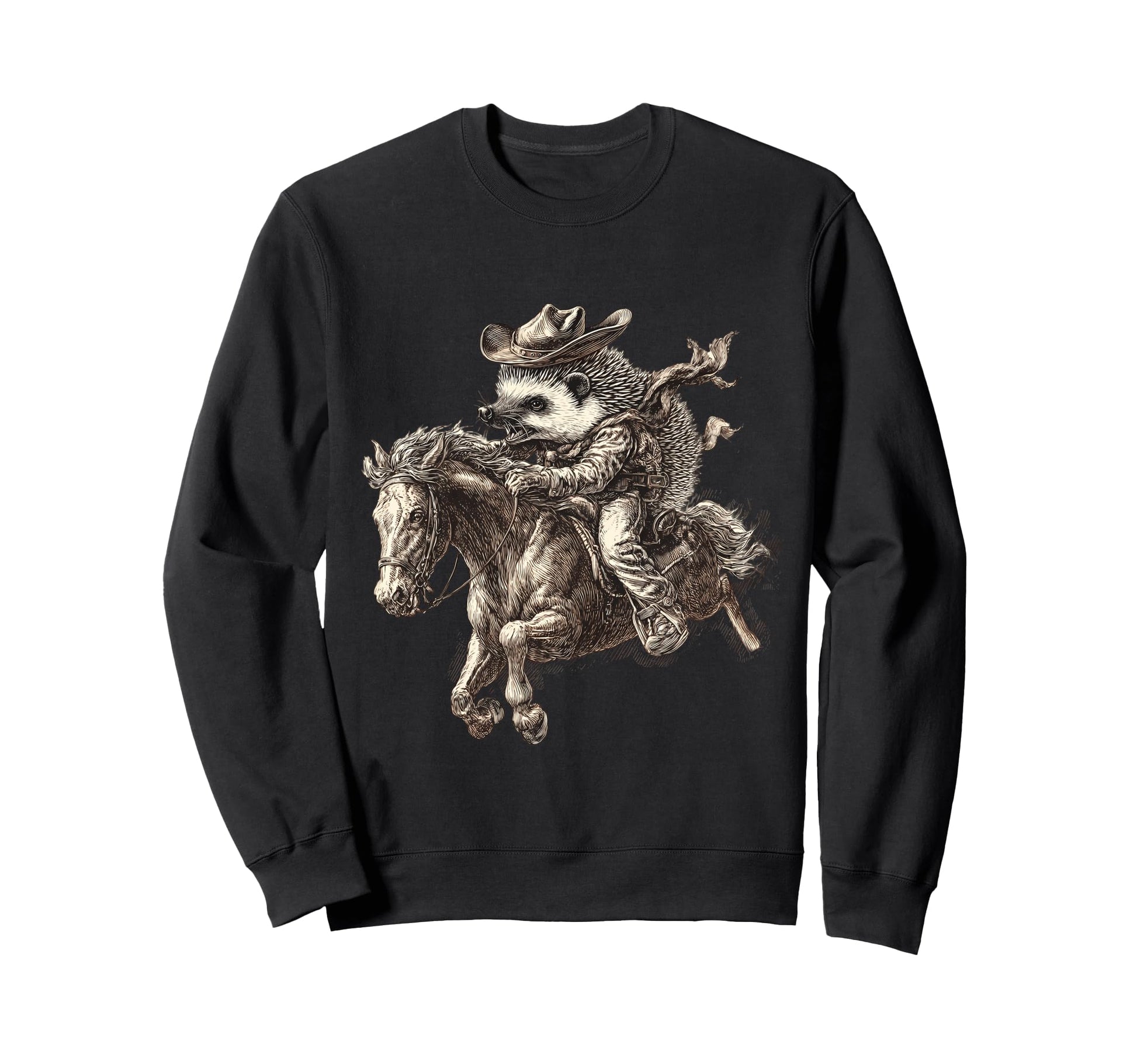 Country Cowboy Hedgehog Rodeo Sweatshirt - Minimalist Print for Adults - T-Shirt, Sweatshirt, Hoodie