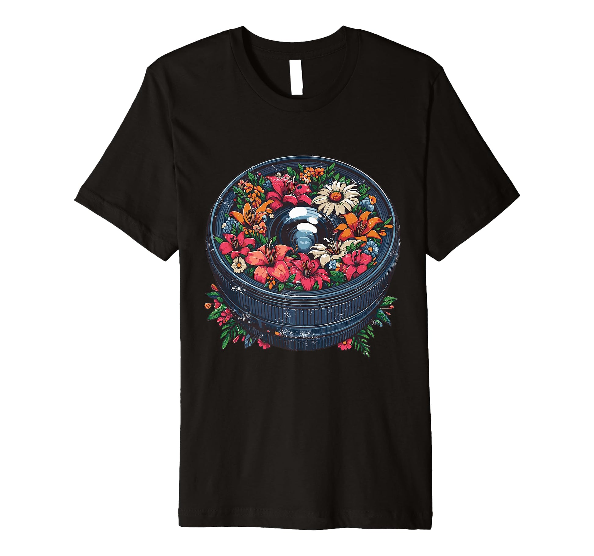 Floral Lens Music And Flower Botanical T-Shirt - Graphic Print for Adults - T-Shirt, Sweatshirt, Hoodie