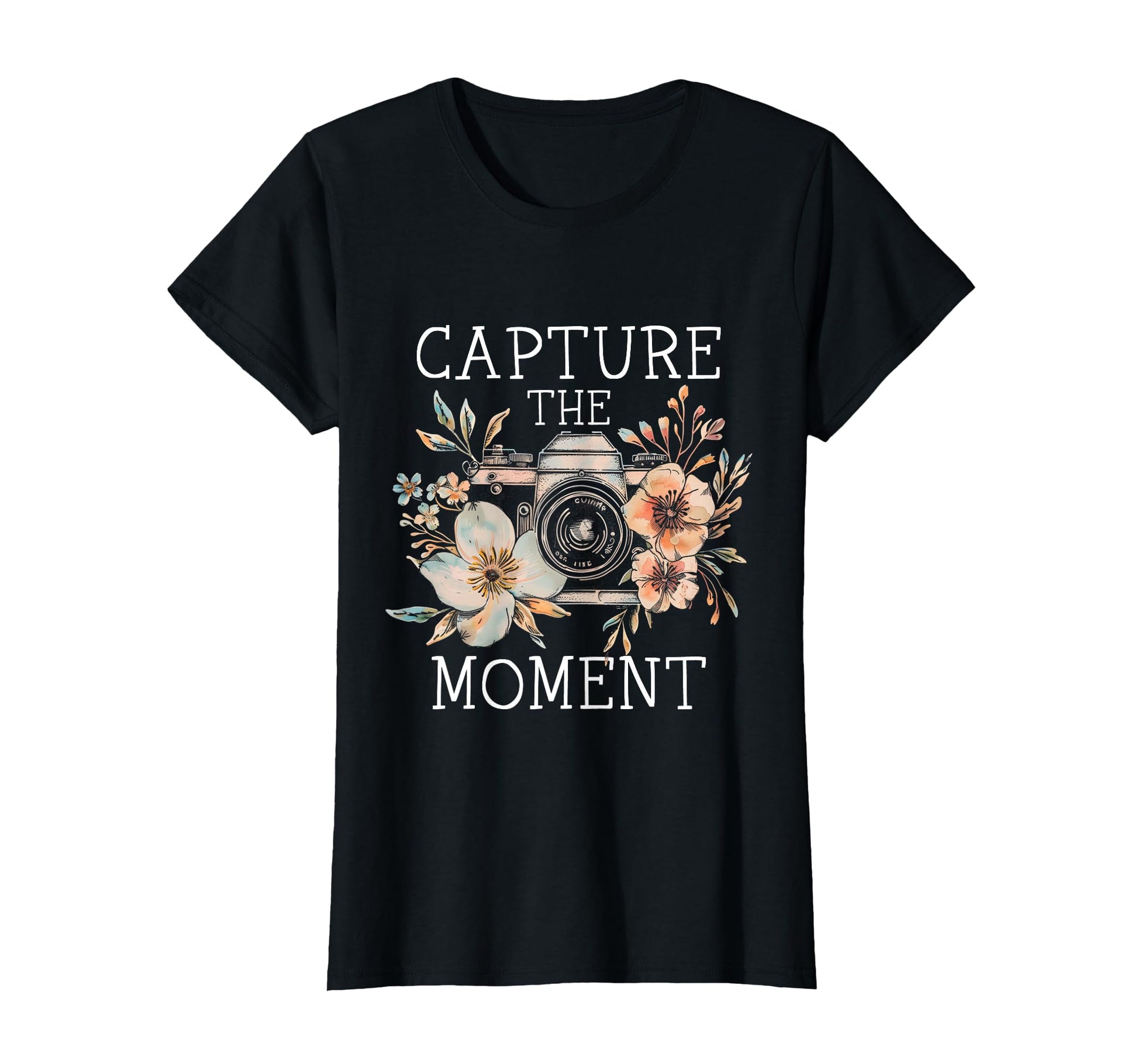 Photographer Capture Moment Camera Flowers T-Shirt - Trendy Graphic Unisex - T-Shirt, Sweatshirt, Hoodie