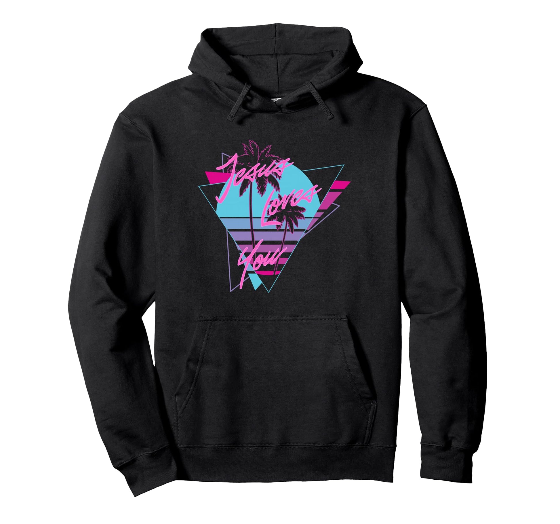 Jesus Loves You 80S Vaporwave Hoodie - Novelty Apparel for Adults - T-Shirt, Sweatshirt, Hoodie