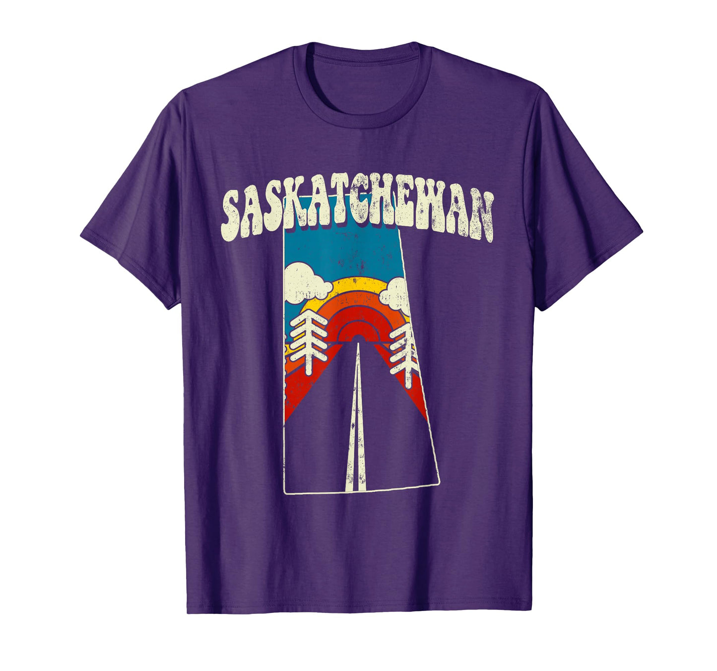 Saskatchewan Province Rainbow Canada 70S T-Shirt - Custom Art Print Unisex - T-Shirt, Sweatshirt, Hoodie