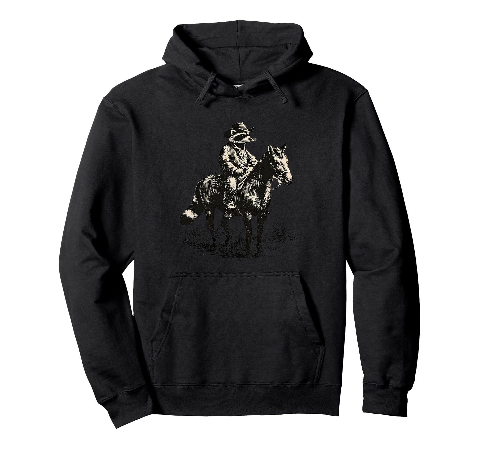 Raccoon Cowboy Rodeo Cowgirl Western Hoodie - Minimalist Print Men Women - T-Shirt, Sweatshirt, Hoodie