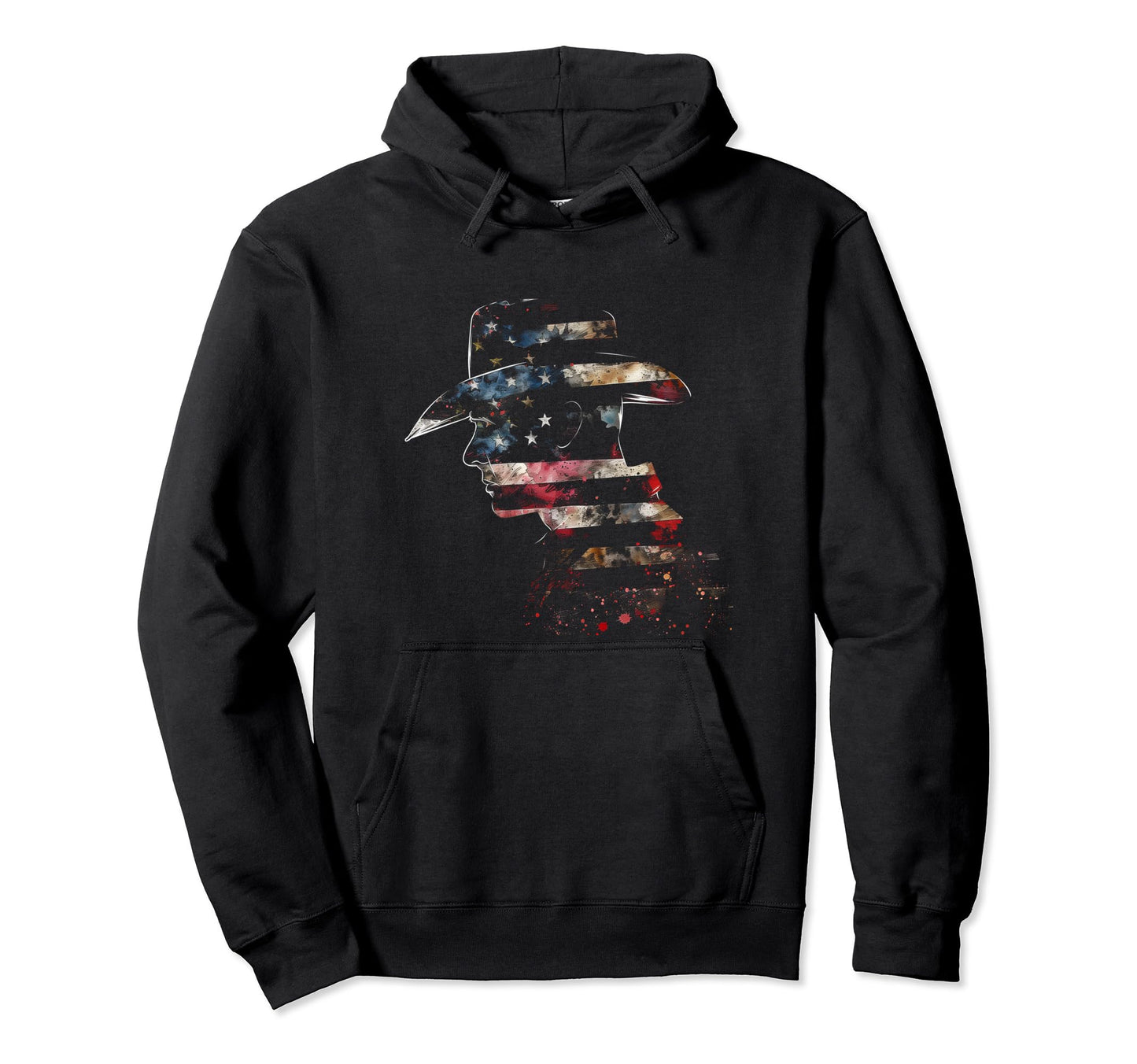 Cowboy American Flag Patriotic Hoodie - Custom Art Print Men Women - T-Shirt, Sweatshirt, Hoodie