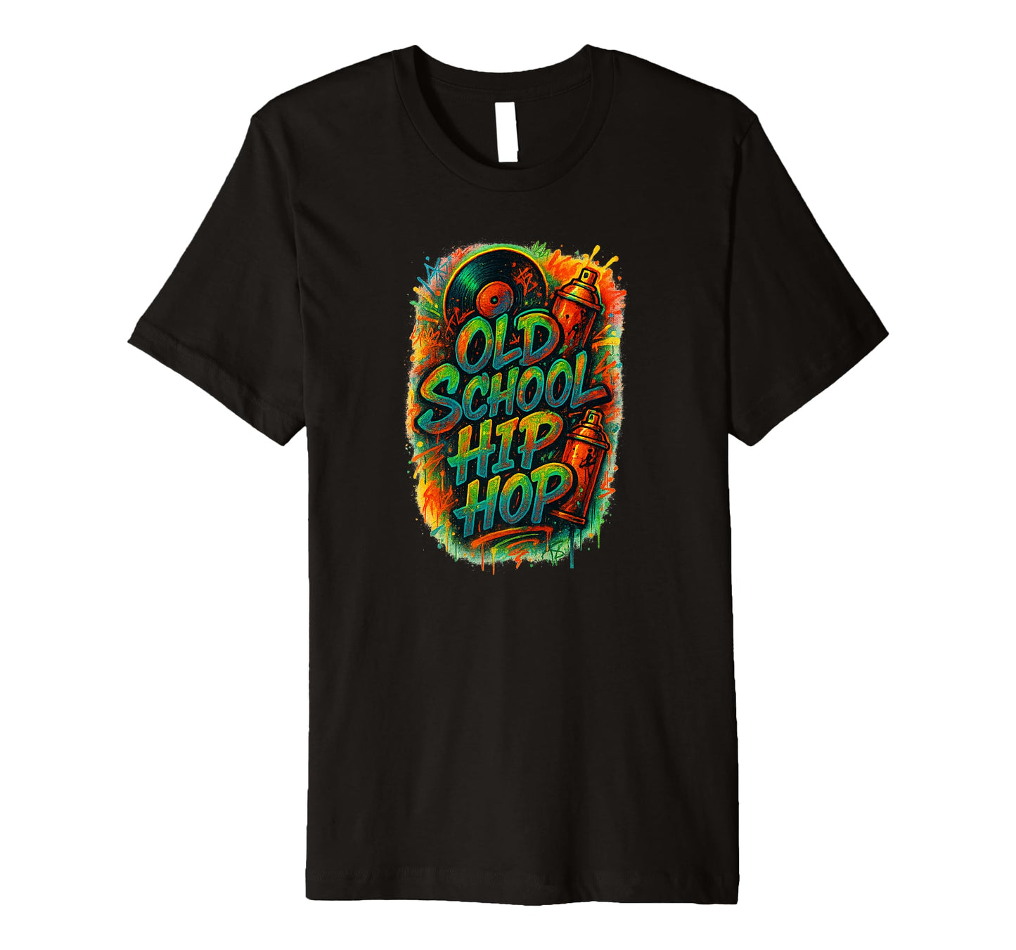 Old School Hip Hop Graffiti Vinyl Disc T-Shirt - Graphic Print for Adults - T-Shirt, Sweatshirt, Hoodie