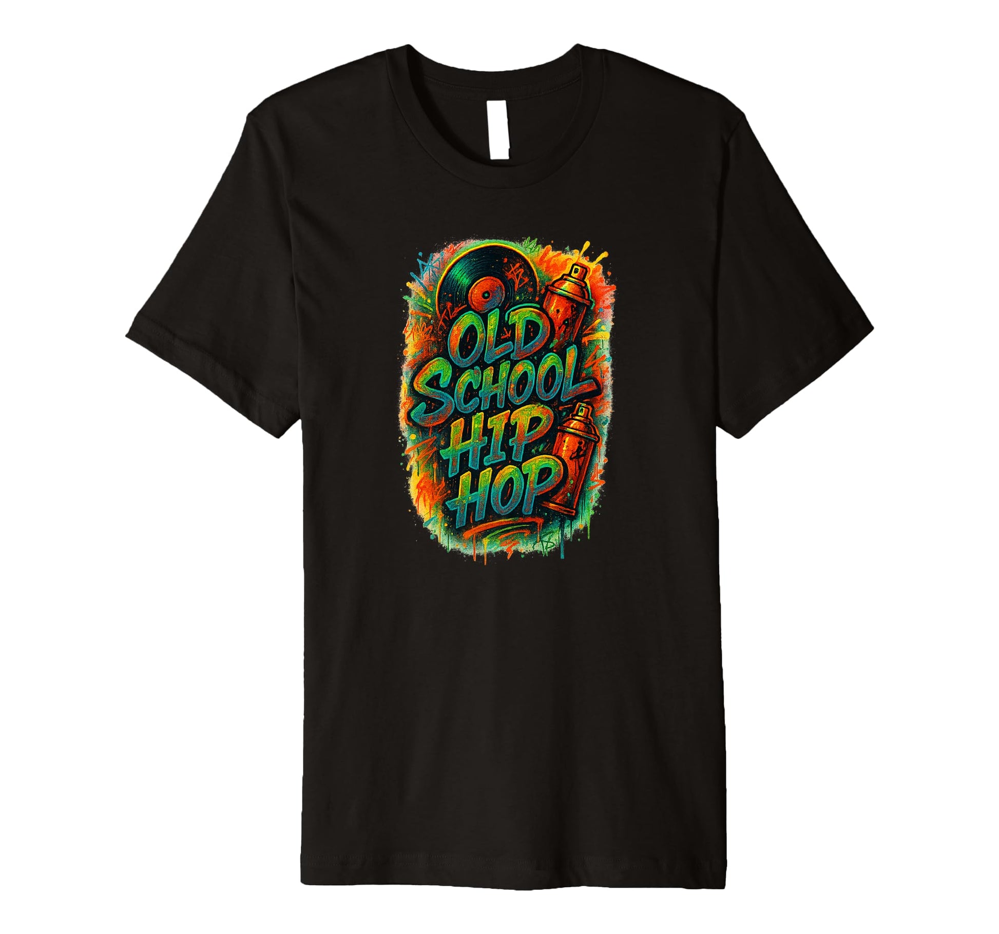 Old School Hip Hop Graffiti Vinyl Disc T-Shirt - Graphic Print for Adults - T-Shirt, Sweatshirt, Hoodie