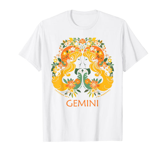 Boho Gemini Zodiac Floral Astrological T-Shirt - Minimalist Print Unisex - T-Shirt, Sweatshirt, Hoodie