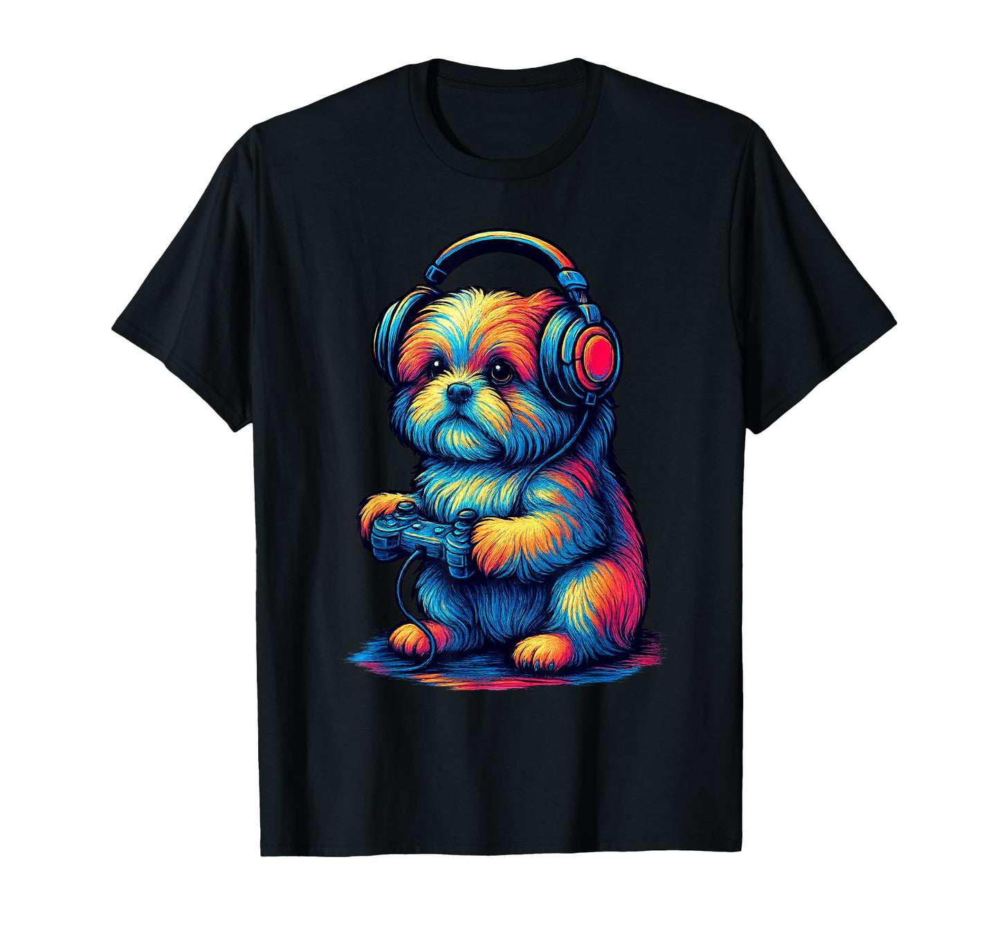 Shih Tzu Gamer Gaming Dog Lover T-Shirt - Trendy Graphic for Adults - T-Shirt, Sweatshirt, Hoodie
