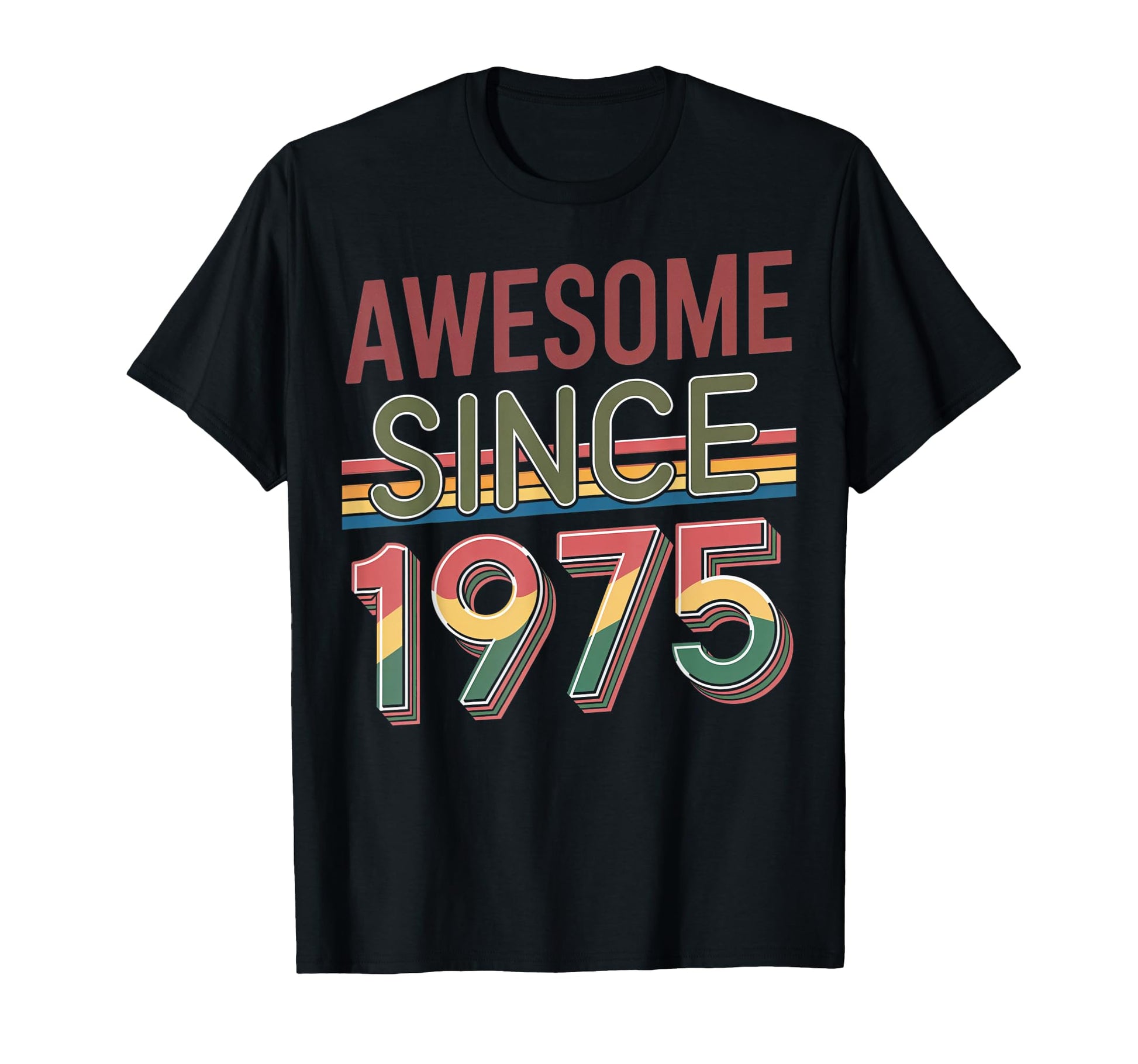 Awesome Since 1975 Rainbow Typography T-Shirt - Custom Art Print Men Women - T-Shirt, Sweatshirt, Hoodie