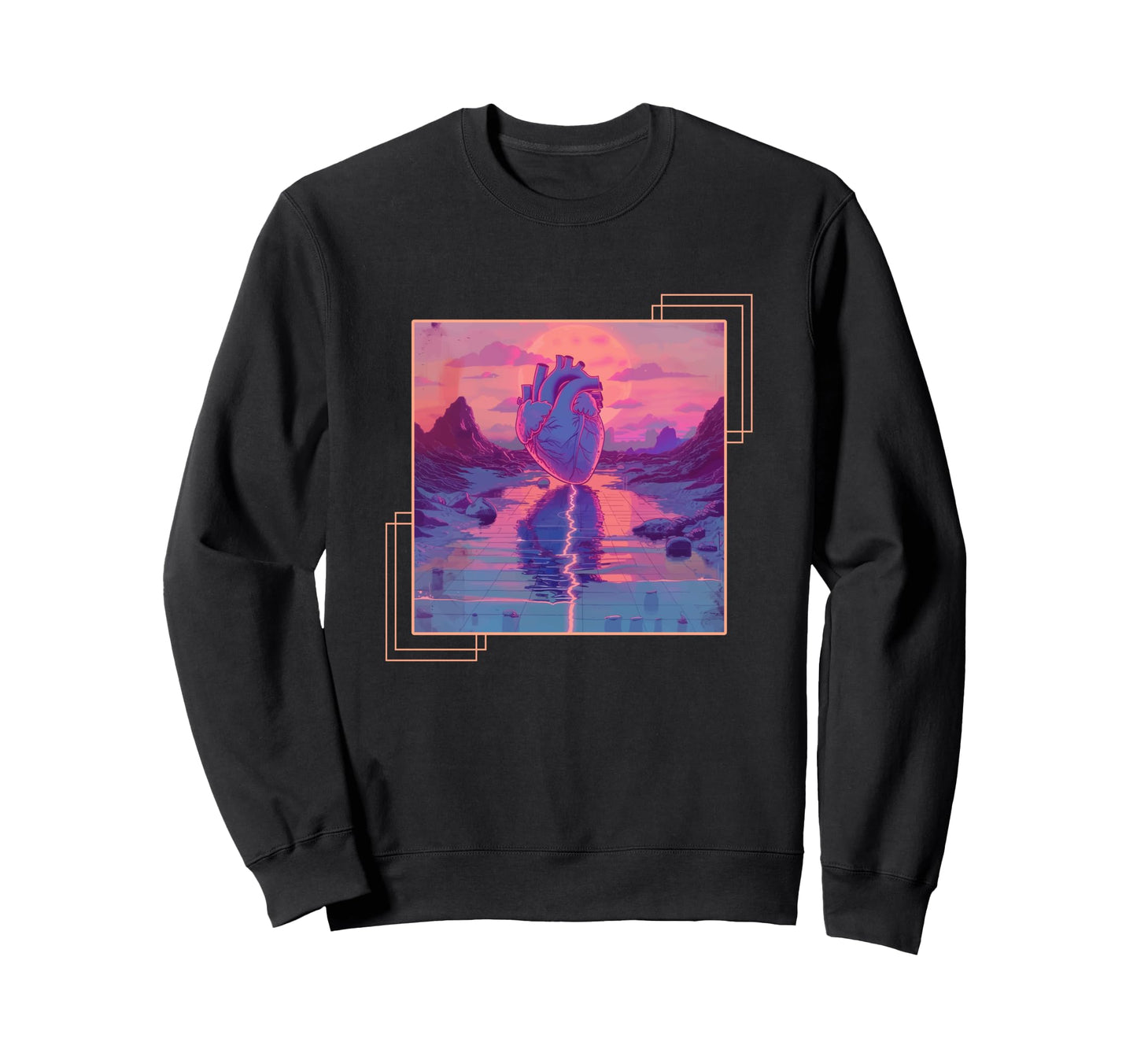 Vaporwave Heart Cyberpunk Japanese Sweatshirt - Fun Novelty Design Unisex - T-Shirt, Sweatshirt, Hoodie