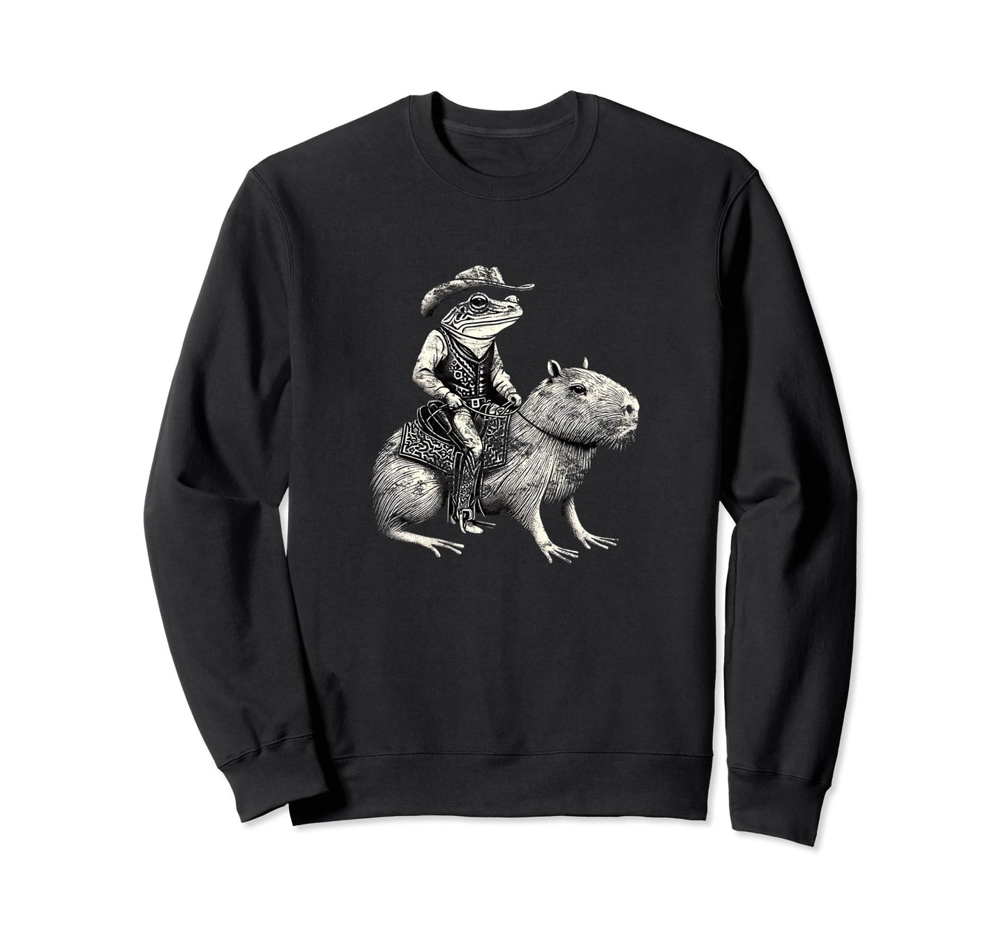 Cowboy Frog Riding Capybara Funny Sweatshirt - Trendy Graphic Men Women - T-Shirt, Sweatshirt, Hoodie