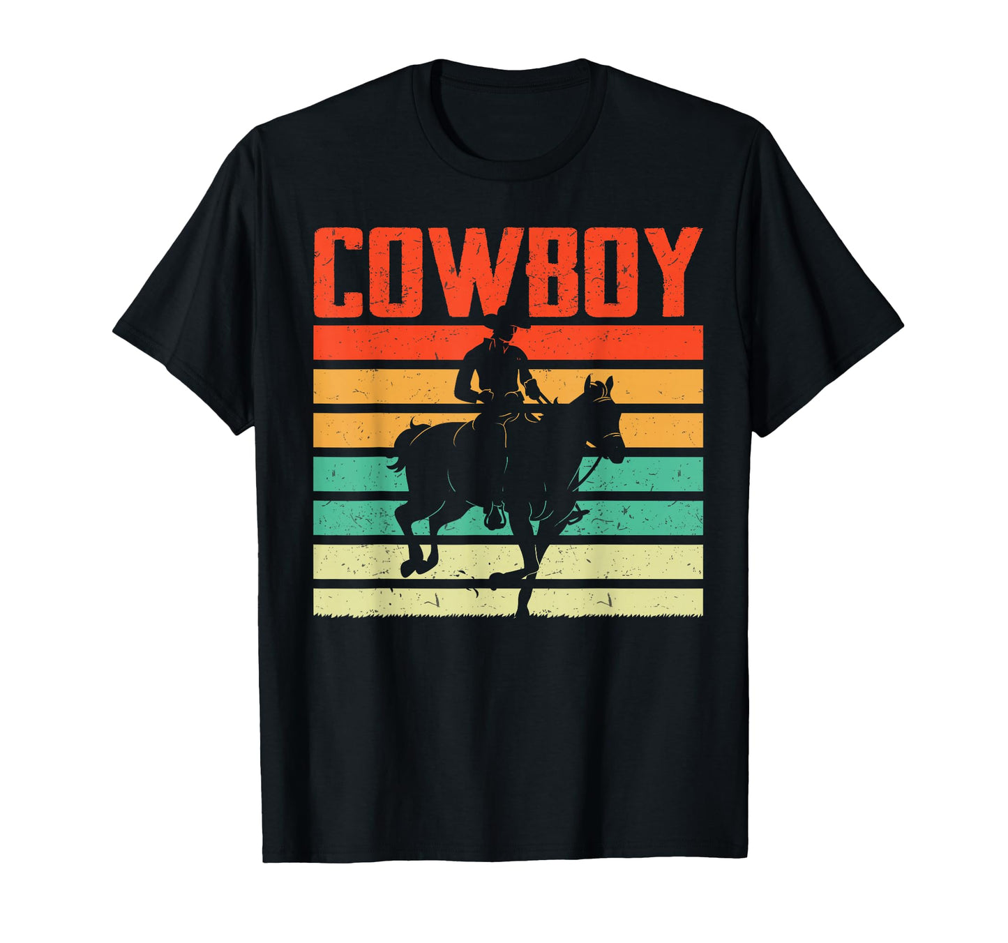 Cowboy Riding Horse Western Sunset Country T-Shirt - Graphic Print Unisex - T-Shirt, Sweatshirt, Hoodie