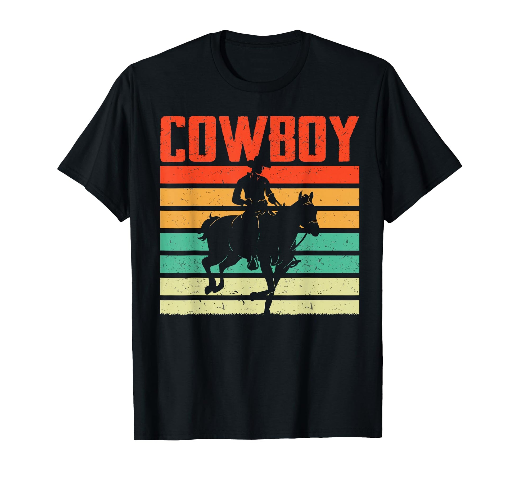 Cowboy Riding Horse Western Sunset Country T-Shirt - Graphic Print Unisex - T-Shirt, Sweatshirt, Hoodie