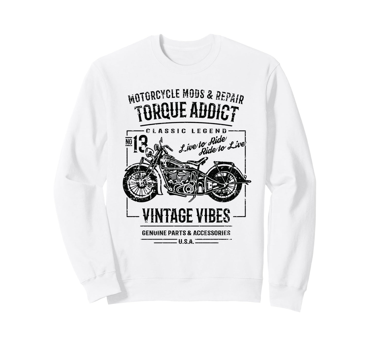 Motorcycle Distressed Sweatshirt - Minimalist Print for Adults - T-Shirt, Sweatshirt, Hoodie