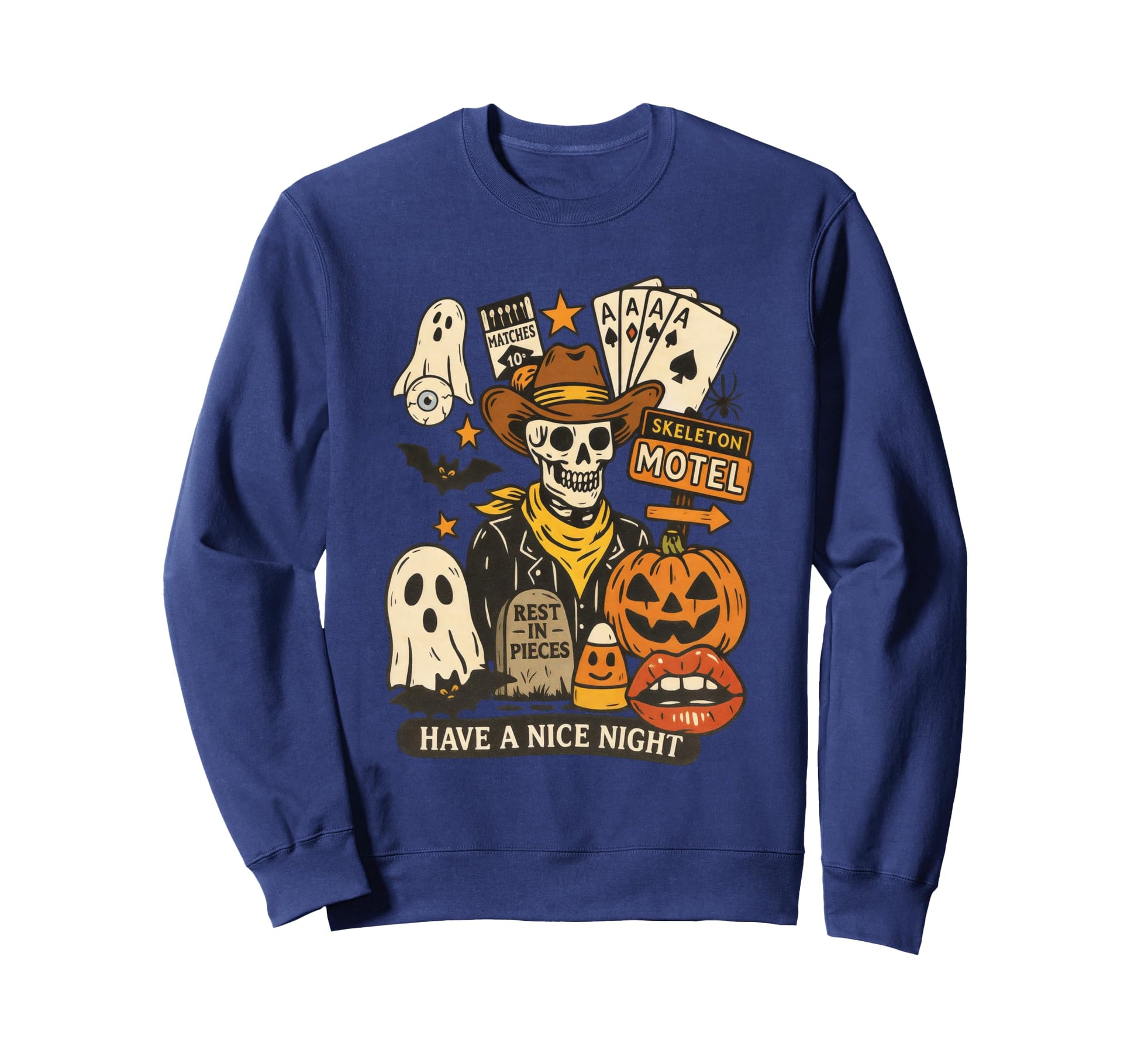 Halloween Cowboy Skeleton Motel Sweatshirt - Novelty Apparel for Adults - T-Shirt, Sweatshirt, Hoodie