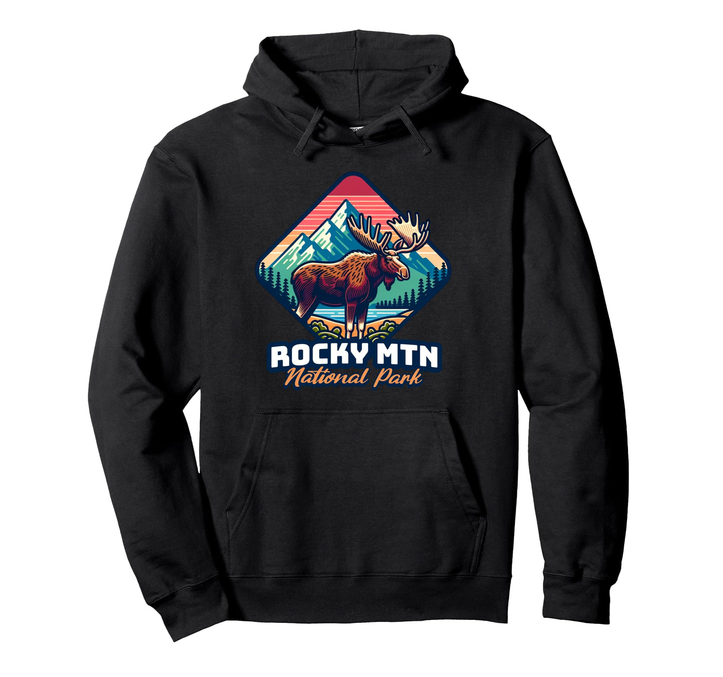 Rocky Mountain Moose Forest National Hoodie - Aesthetic Graphic Unisex - T-Shirt, Sweatshirt, Hoodie