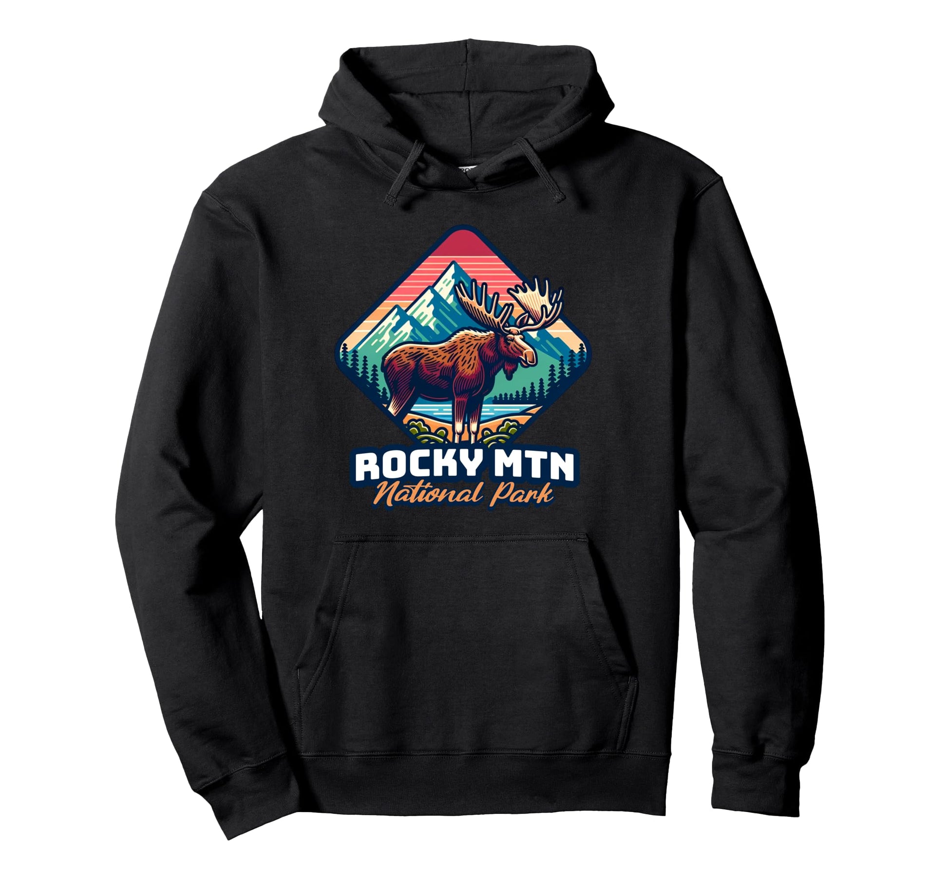 Rocky Mountain Moose Forest National Hoodie - Aesthetic Graphic Unisex - T-Shirt, Sweatshirt, Hoodie