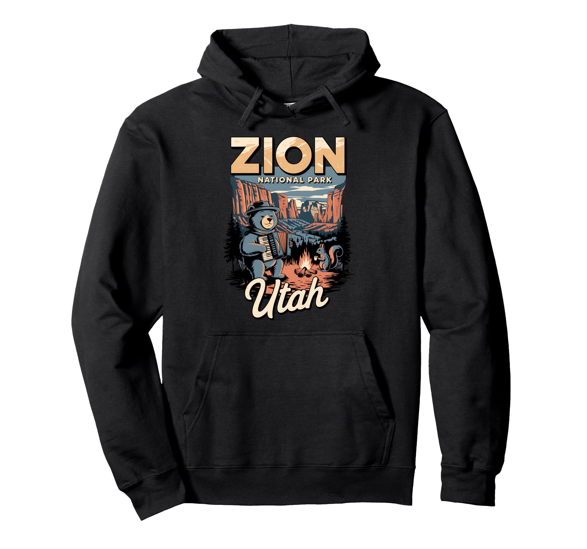 Scenic Illustration Zion National Park Hoodie - Fun Novelty Design Unisex - T-Shirt, Sweatshirt, Hoodie