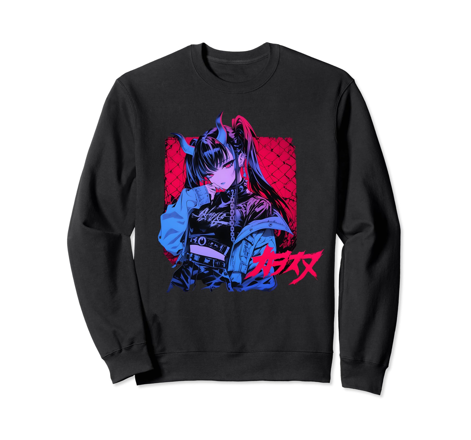 Goth Grunge Demon Anime Waifu Sweatshirt - Casual Everyday Wear Unisex - T-Shirt, Sweatshirt, Hoodie