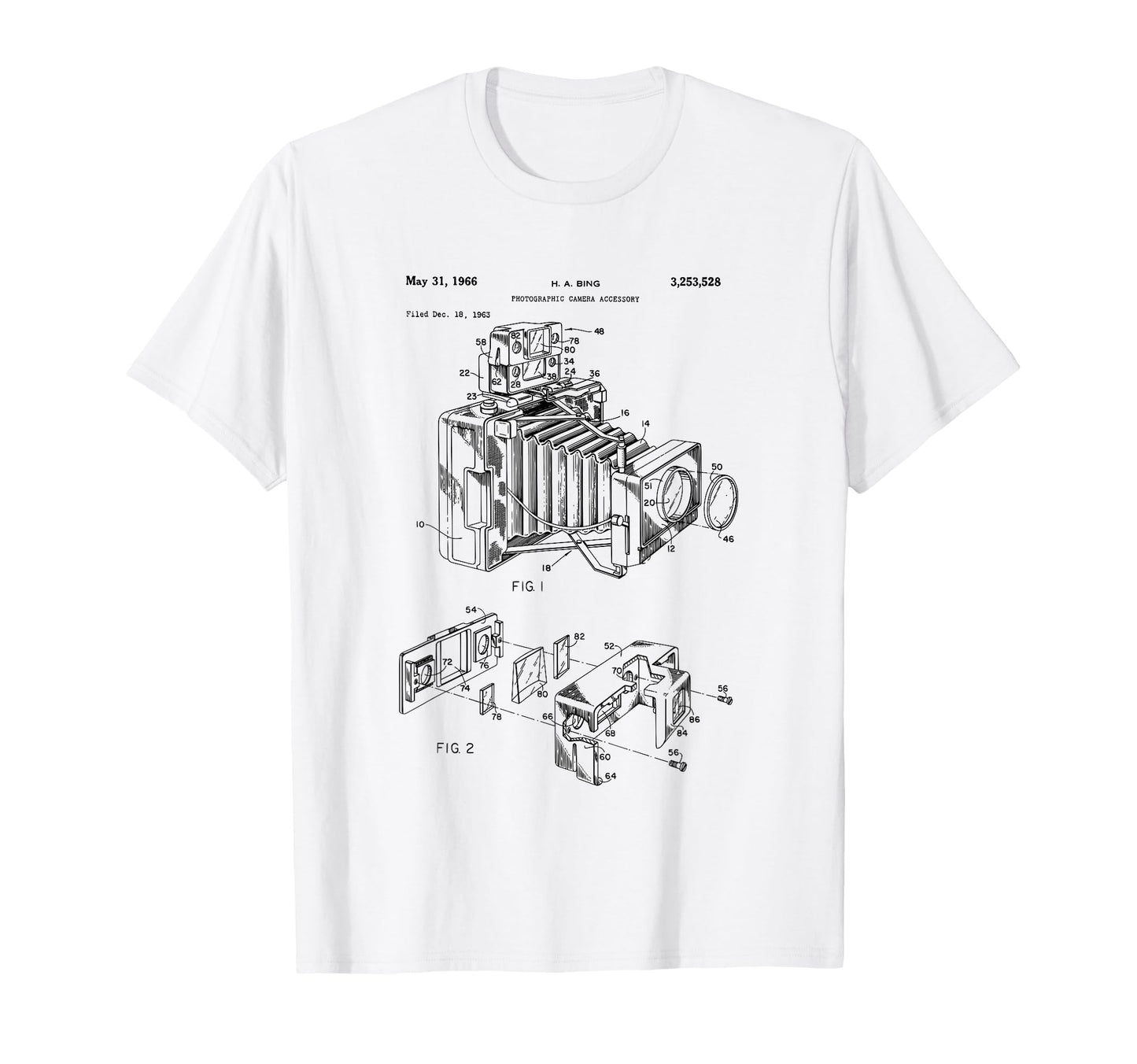 Camera Diagram Patent 1966 Photography T-Shirt - Graphic Print Unisex - T-Shirt, Sweatshirt, Hoodie