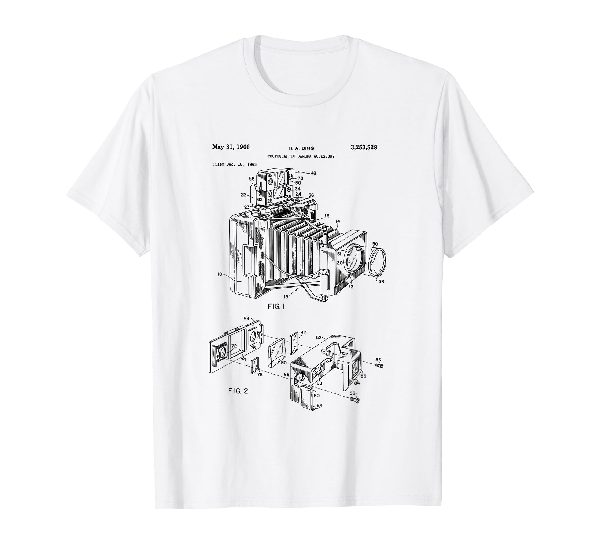 Camera Diagram Patent 1966 Photography T-Shirt - Graphic Print Unisex - T-Shirt, Sweatshirt, Hoodie