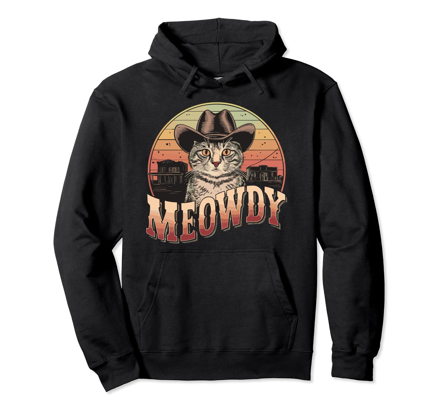 Meowdy Cat Funny Country Music Cat Hoodie - Novelty Apparel for Adults - T-Shirt, Sweatshirt, Hoodie
