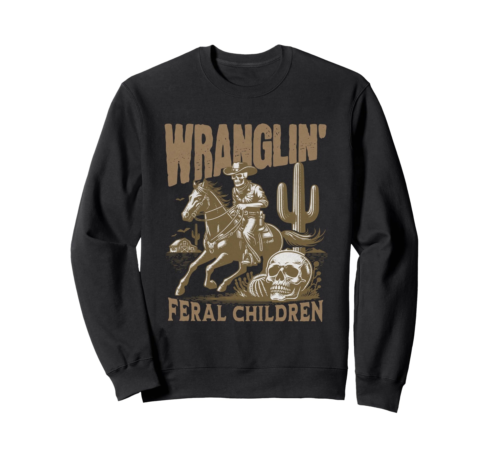Cowboy Wranglin Feral Children Sweatshirt - Minimalist Print for Adults - T-Shirt, Sweatshirt, Hoodie