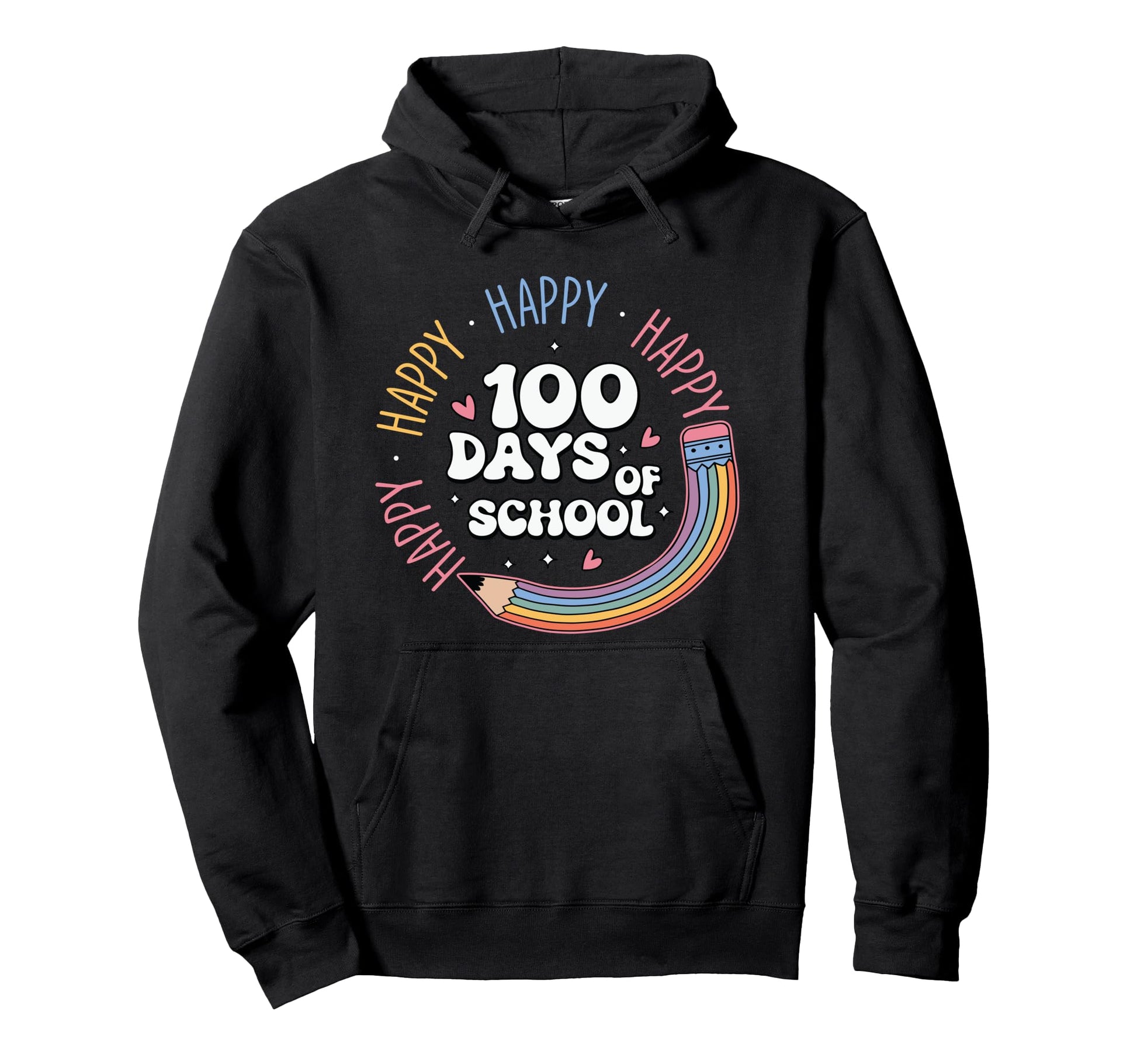100 Days School Groovy Pencil Hoodie - Casual Everyday Wear for Adults - T-Shirt, Sweatshirt, Hoodie
