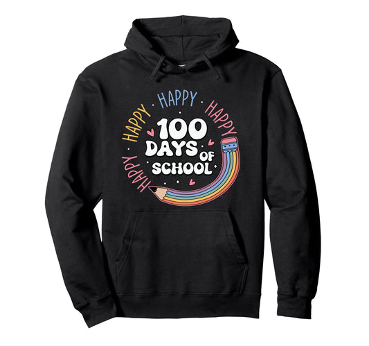 100 Days School Groovy Pencil Hoodie - Casual Everyday Wear for Adults - T-Shirt, Sweatshirt, Hoodie