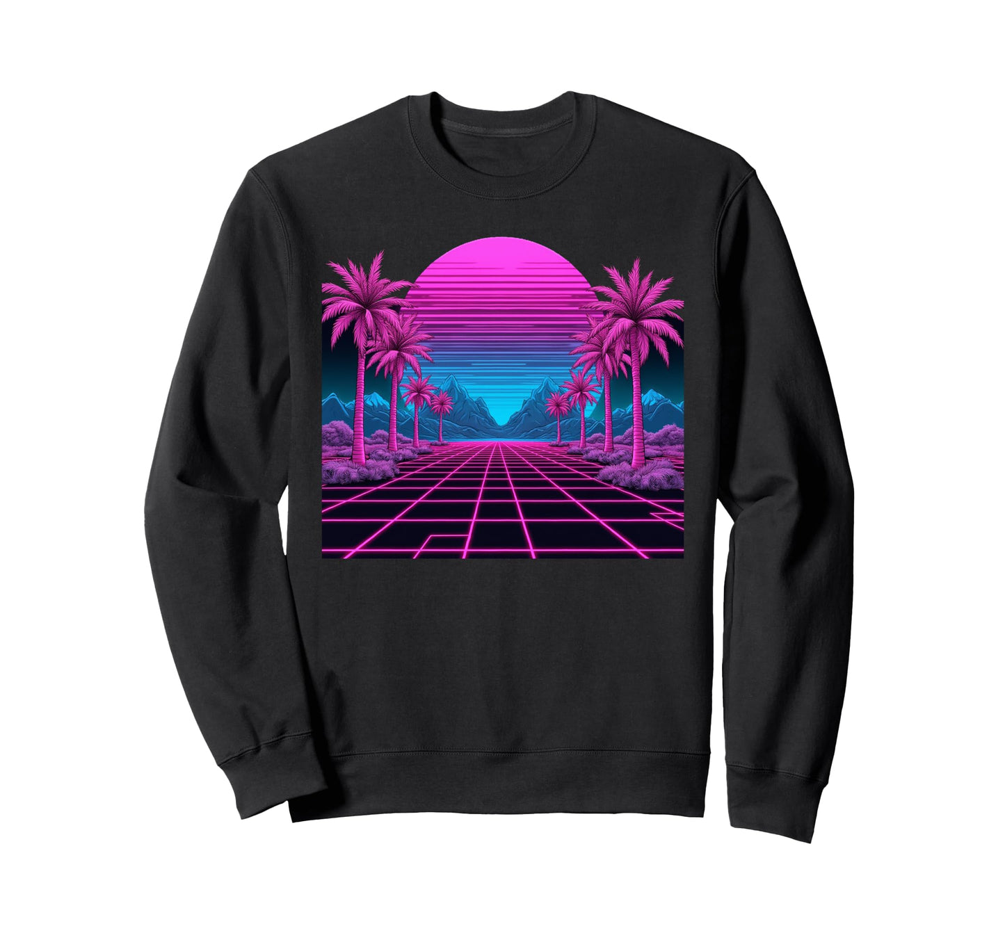 80S Vaporwave Aesthetic Palm Trees Sweatshirt - Aesthetic Graphic Unisex - T-Shirt, Sweatshirt, Hoodie
