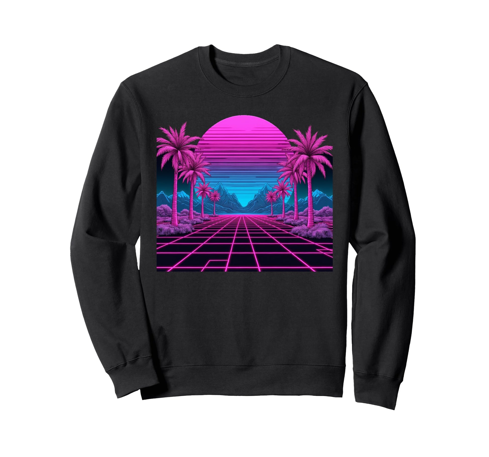 80S Vaporwave Aesthetic Palm Trees Sweatshirt - Aesthetic Graphic Unisex - T-Shirt, Sweatshirt, Hoodie