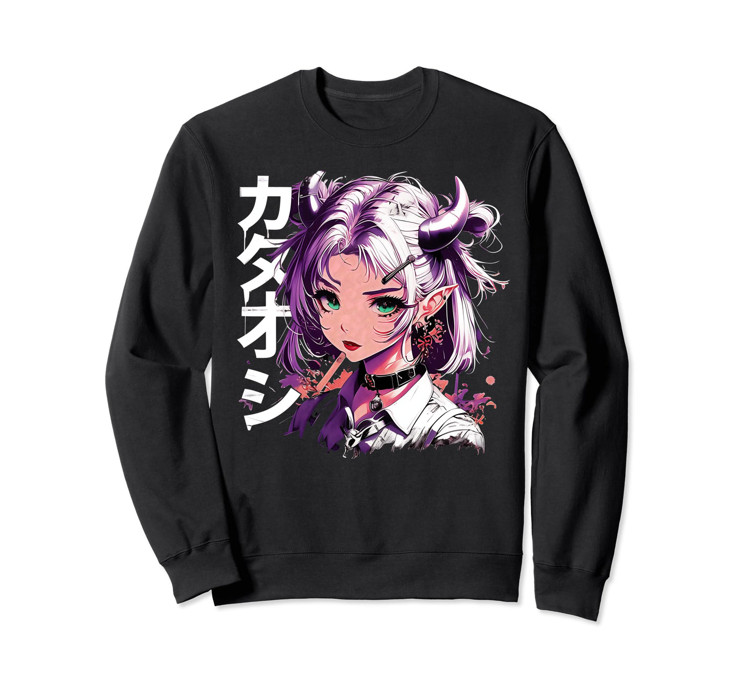 Anime Goth Grunge Demon Waifu Horror Sweatshirt - Unique Graphic Men Women - T-Shirt, Sweatshirt, Hoodie