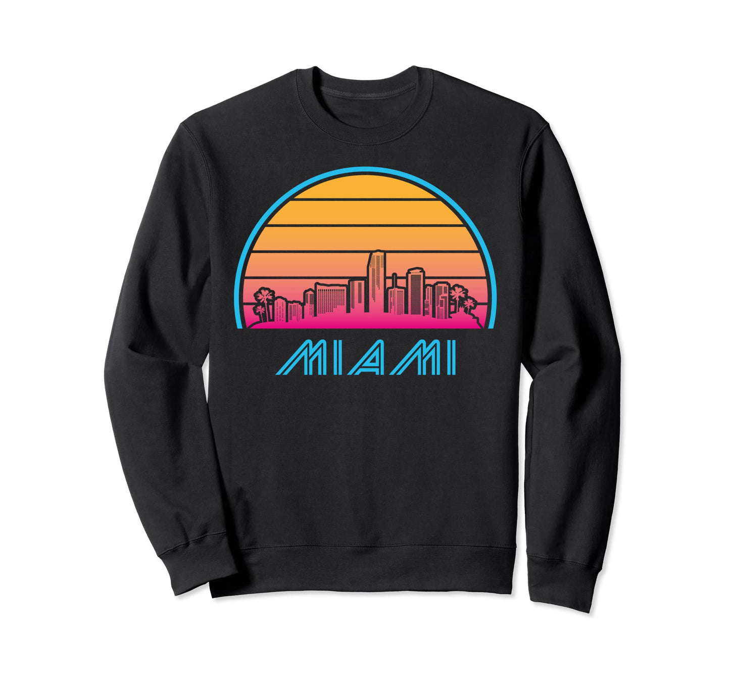 Miami Florida Skyline City Sunset Sweatshirt - Fun Novelty Design Unisex - T-Shirt, Sweatshirt, Hoodie