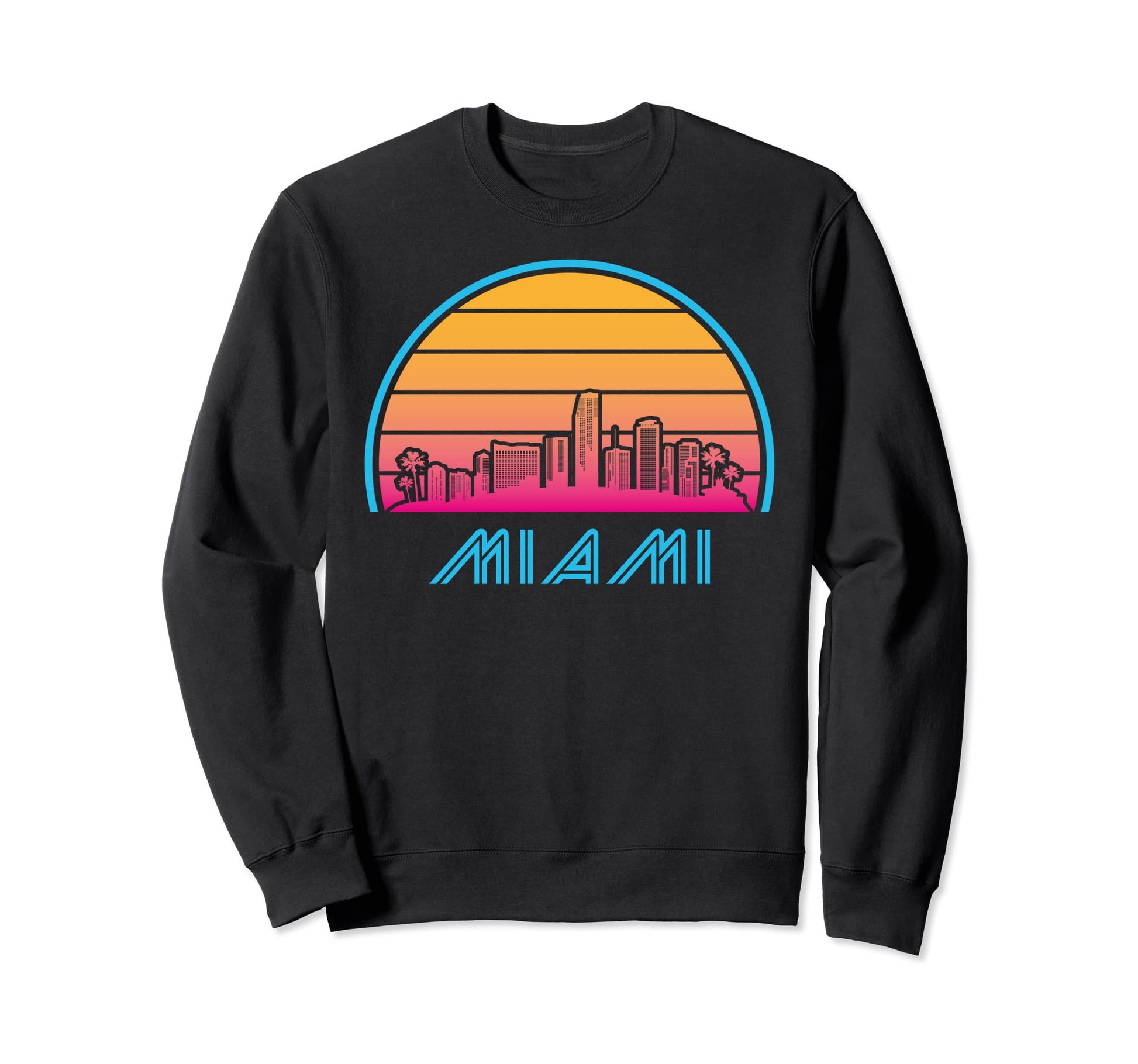 Miami Florida Skyline City Sunset Sweatshirt - Fun Novelty Design Unisex - T-Shirt, Sweatshirt, Hoodie