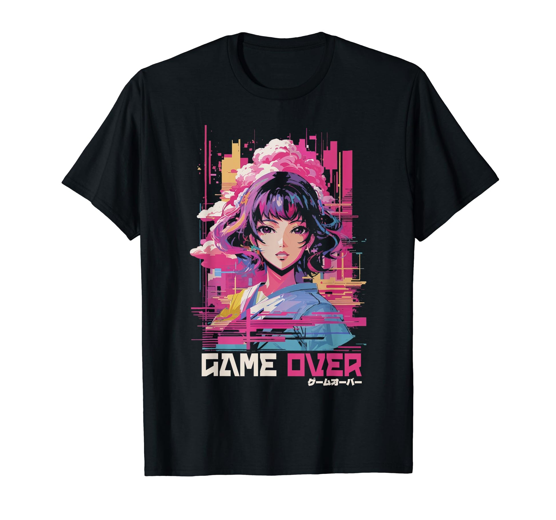 Japanese Vaporwave Sad Anime Glitch Game T-Shirt - Trendy Graphic Unisex - T-Shirt, Sweatshirt, Hoodie