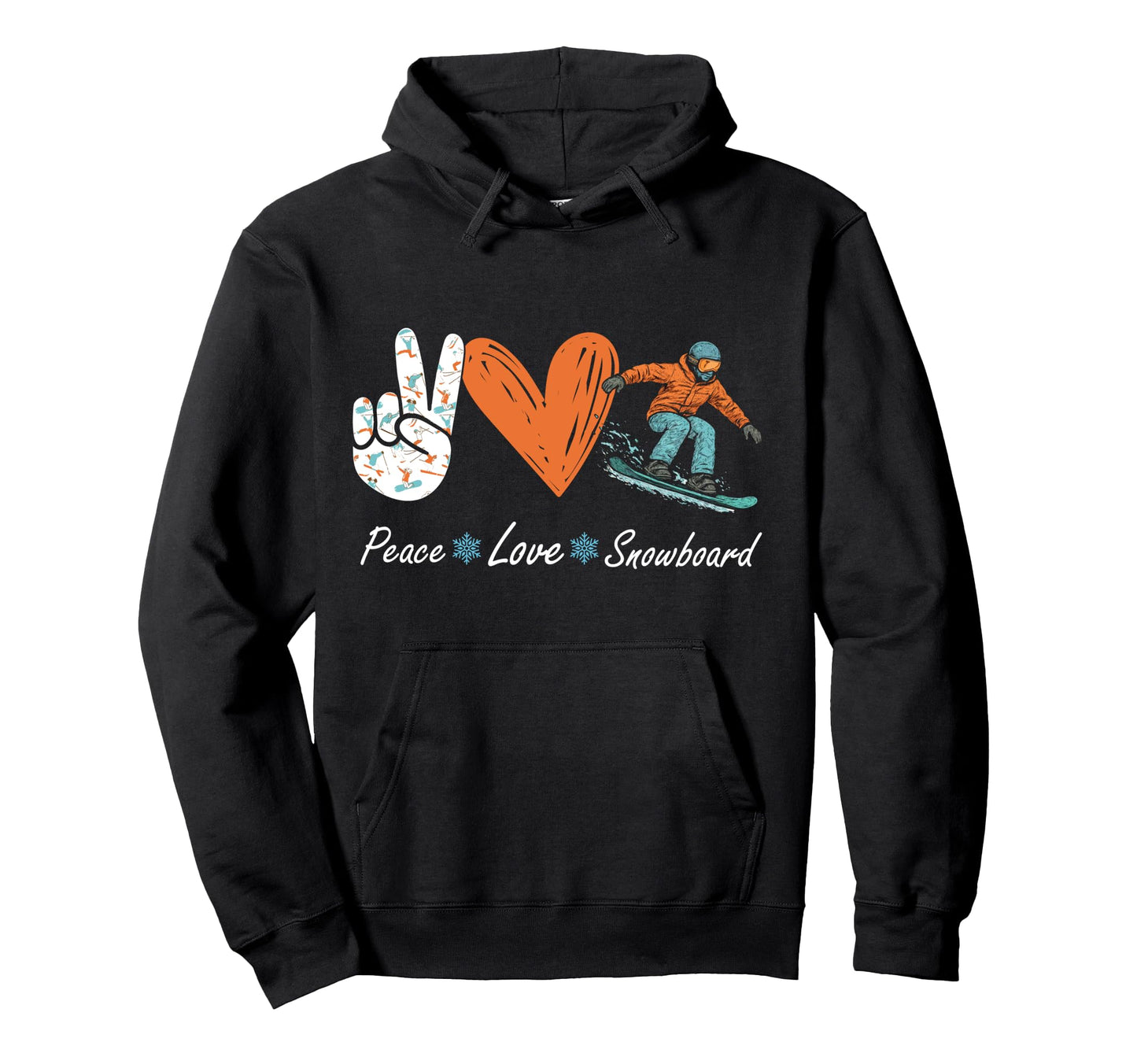 Snowboarding Snowboard Peace Love Peace Hoodie - Custom Art Print Unisex - T-Shirt, Sweatshirt, Hoodie