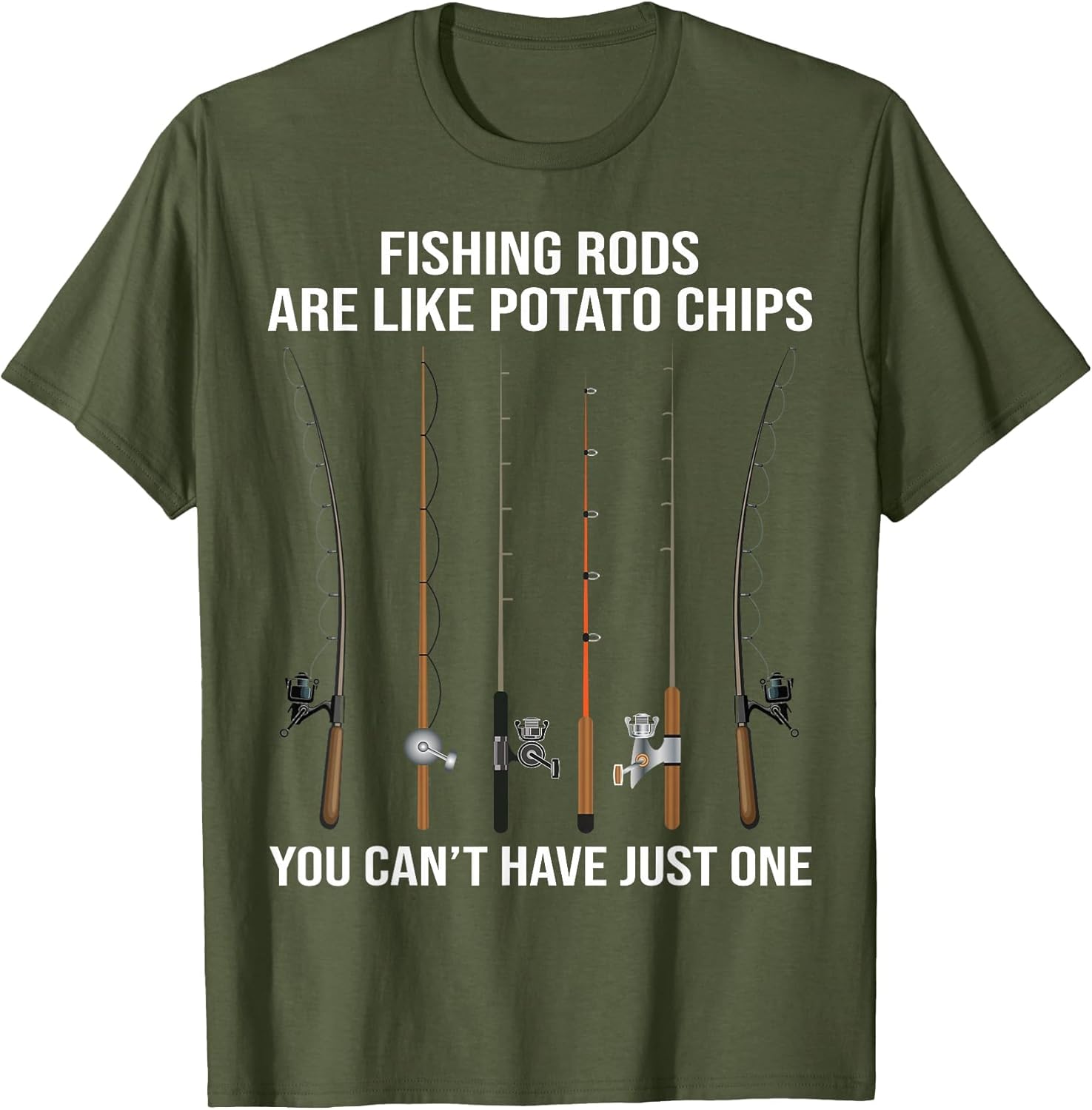 Fishing Rods Are Like Potato Chips - Adult & Kids T-Shirts, Sweatshirts & Hoodies apparel design preview 1