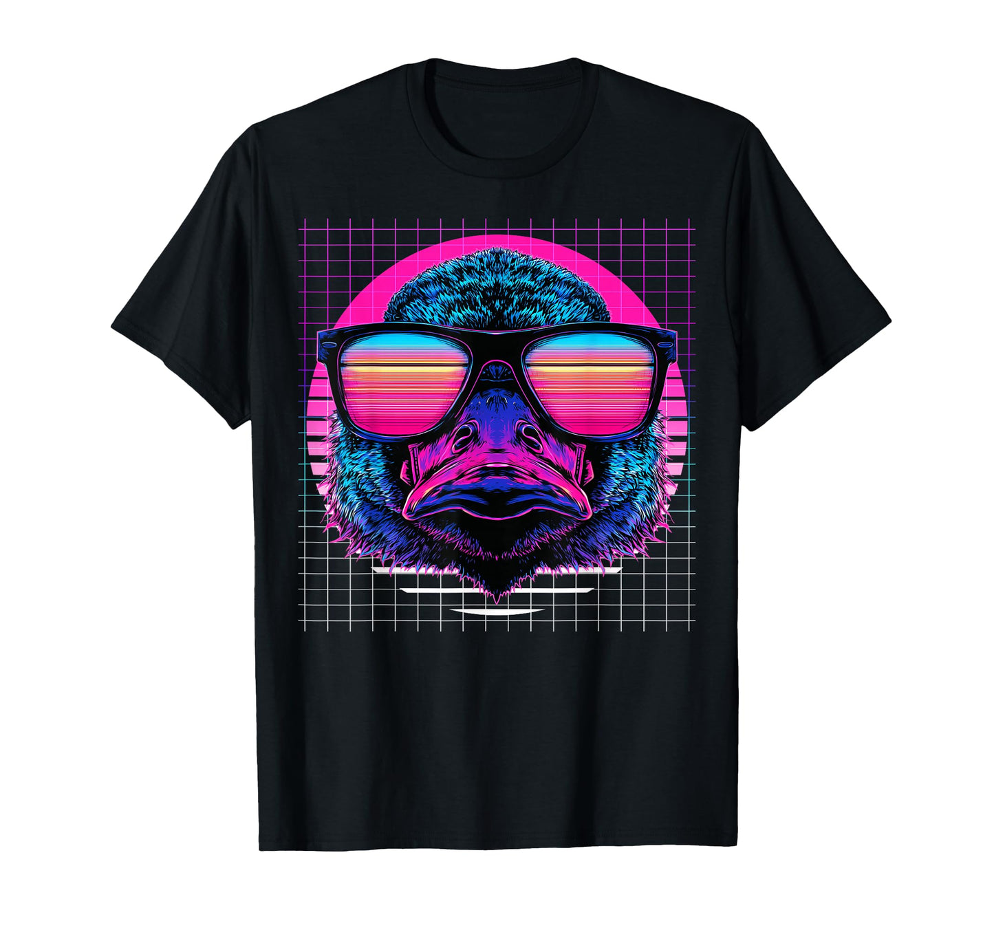 Platypus Sunglasses Animal Vaporwave T-Shirt - Novelty Apparel for Adults - T-Shirt, Sweatshirt, Hoodie