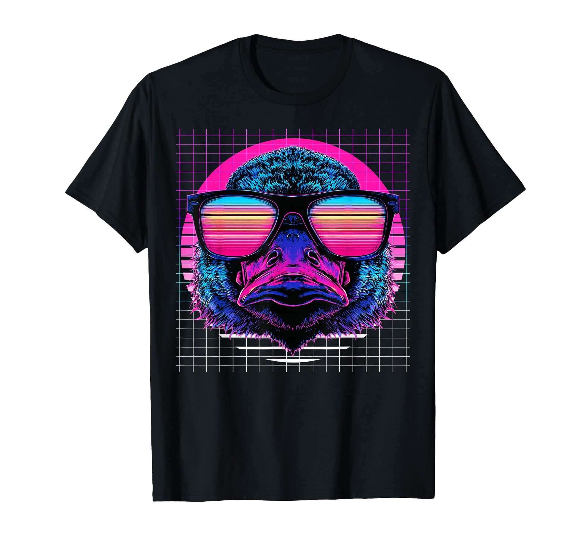 Platypus Sunglasses Animal Vaporwave T-Shirt - Novelty Apparel for Adults - T-Shirt, Sweatshirt, Hoodie