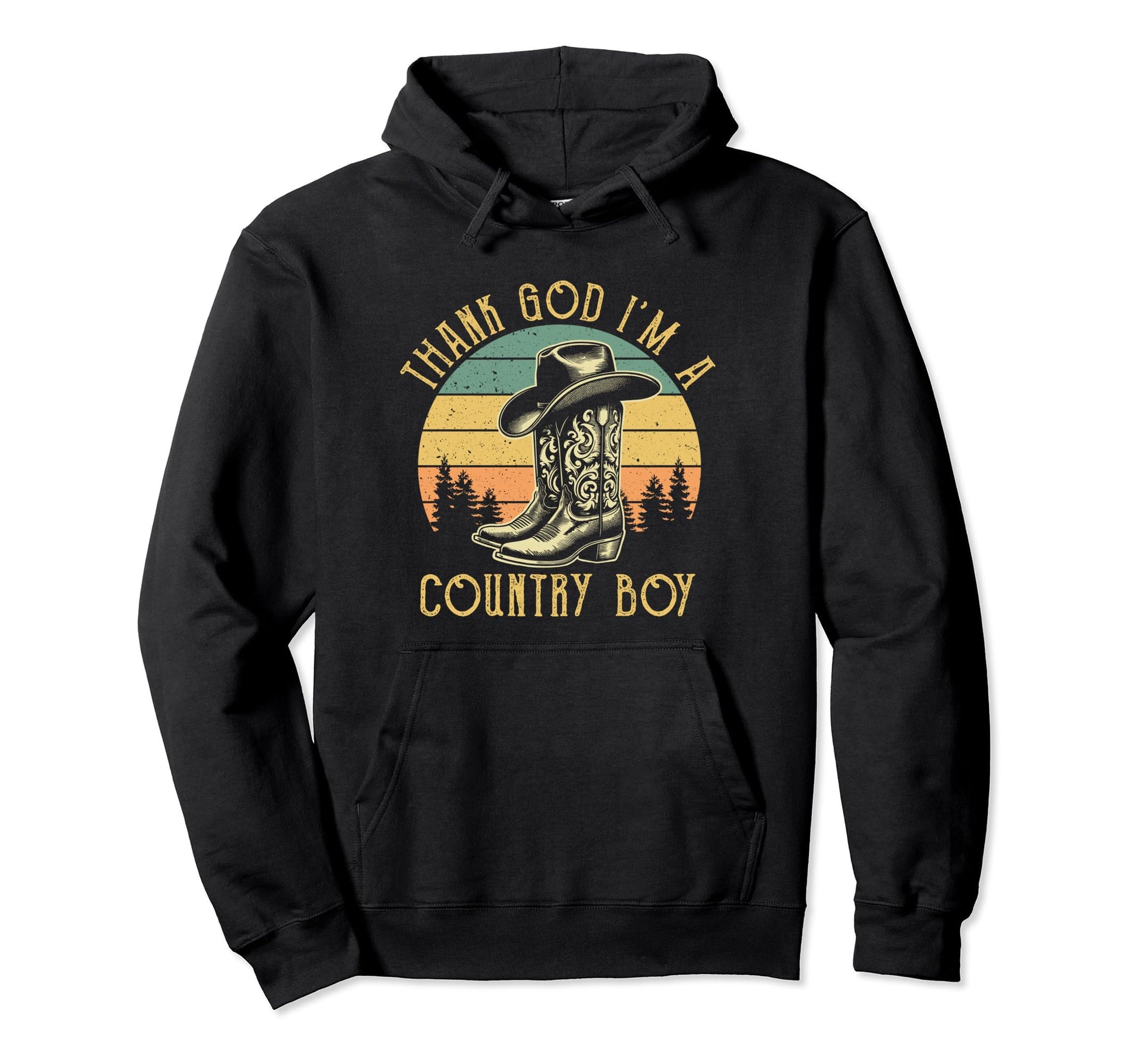 Thank God Im Country Music Cowboy Western Hoodie - Graphic Print Unisex - T-Shirt, Sweatshirt, Hoodie