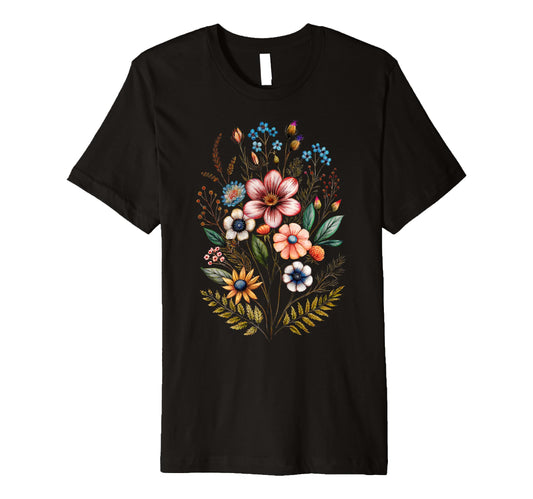 Boho Wildflower Watercolor Floral T-Shirt - Aesthetic Graphic for Adults - T-Shirt, Sweatshirt, Hoodie