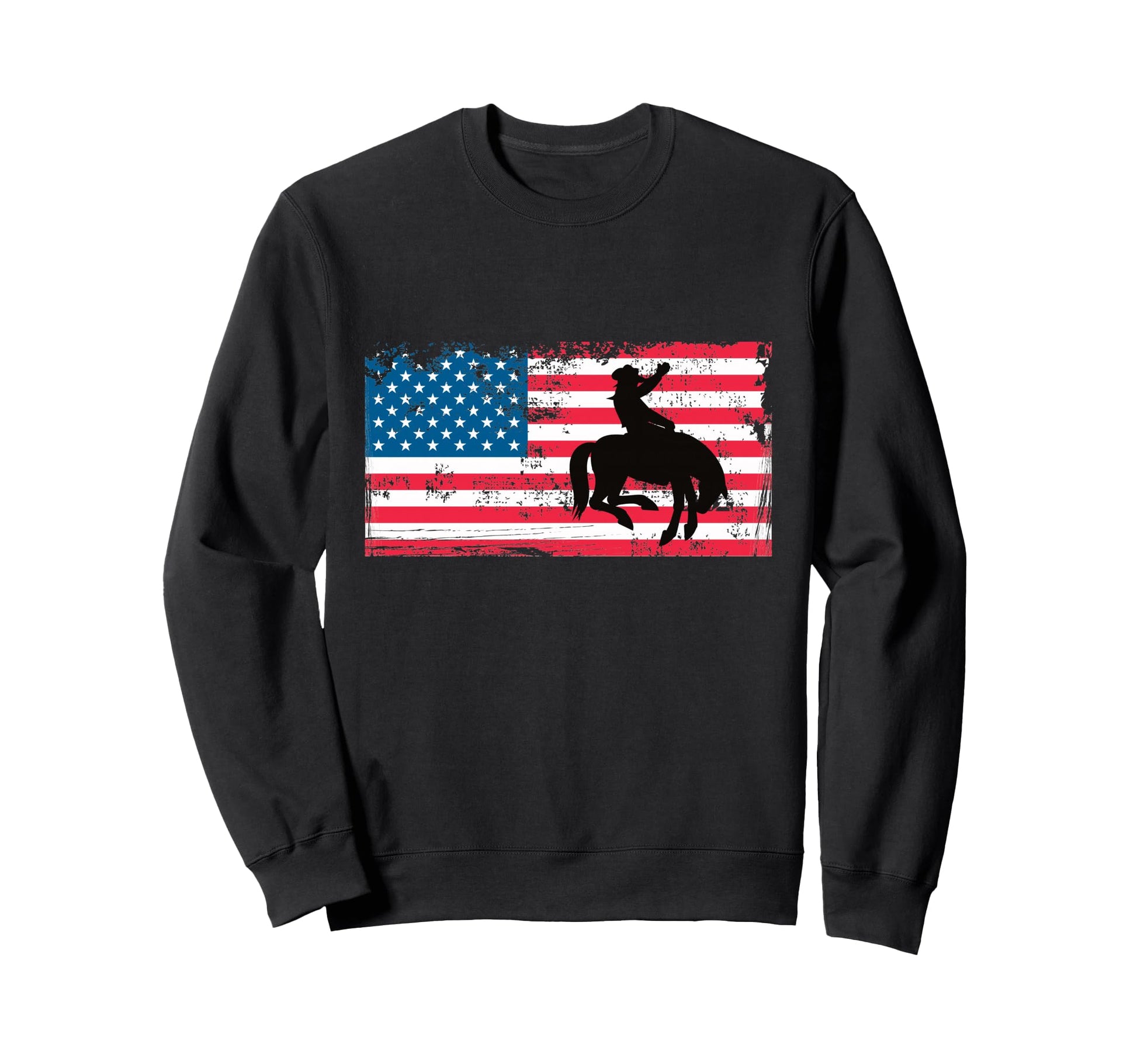 Us Flag Bronc Riding Cowboy Silhouette Sweatshirt - Streetwear Style Unisex - T-Shirt, Sweatshirt, Hoodie