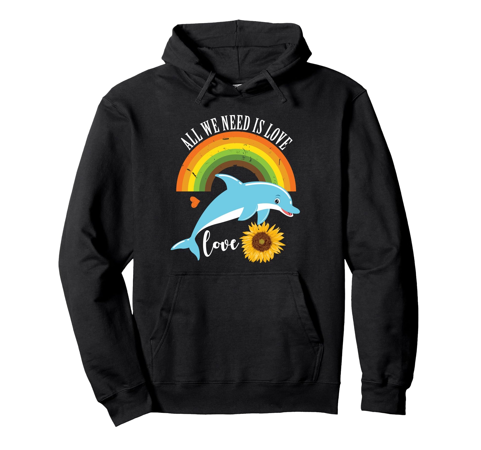 All We Need Is Love Dolphin Lovers Hoodie - Graphic Print for Adults - T-Shirt, Sweatshirt, Hoodie