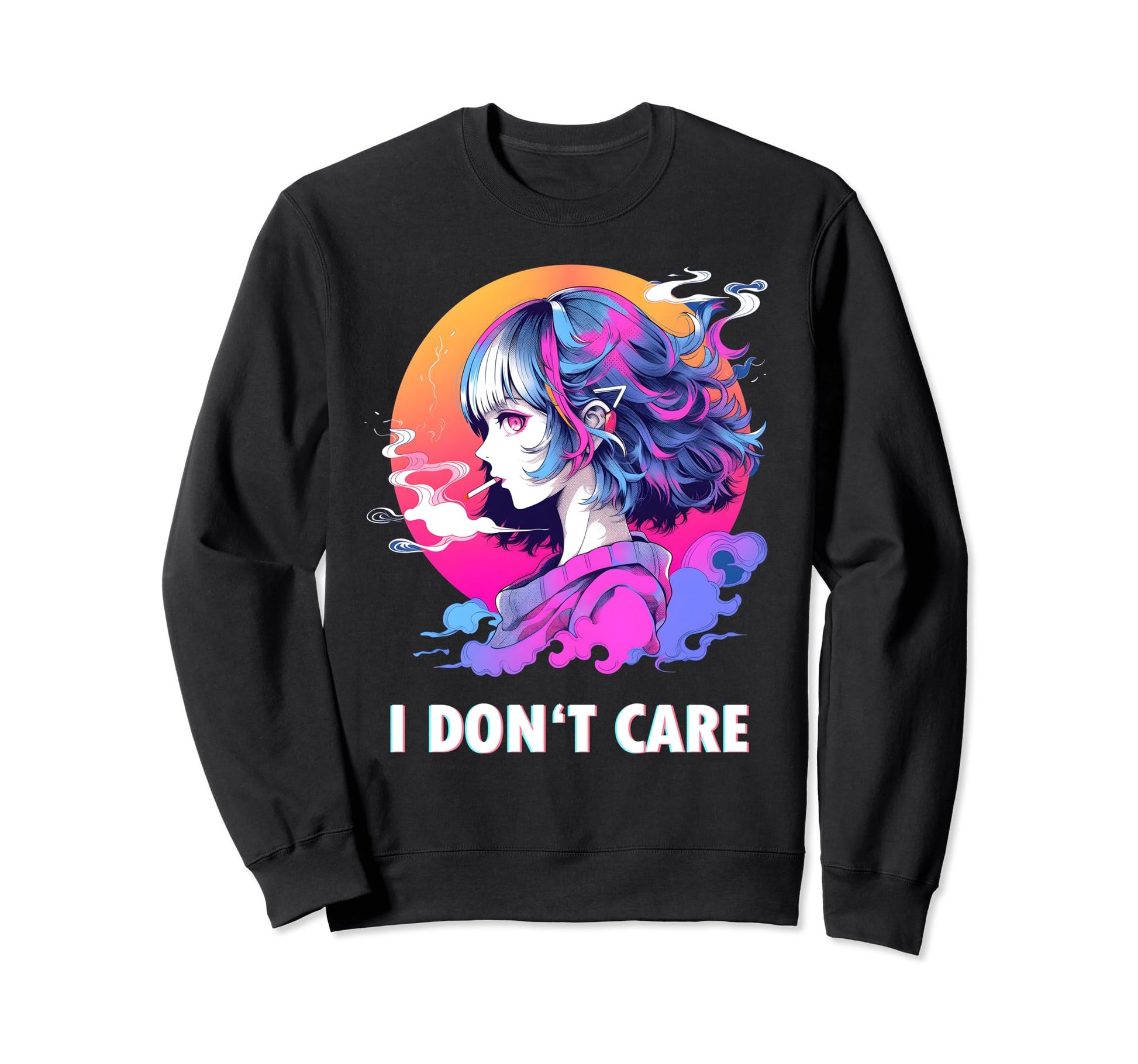 Aesthetic Vaporwave I Dont Care Japanese Sweatshirt - Graphic Print Unisex - T-Shirt, Sweatshirt, Hoodie