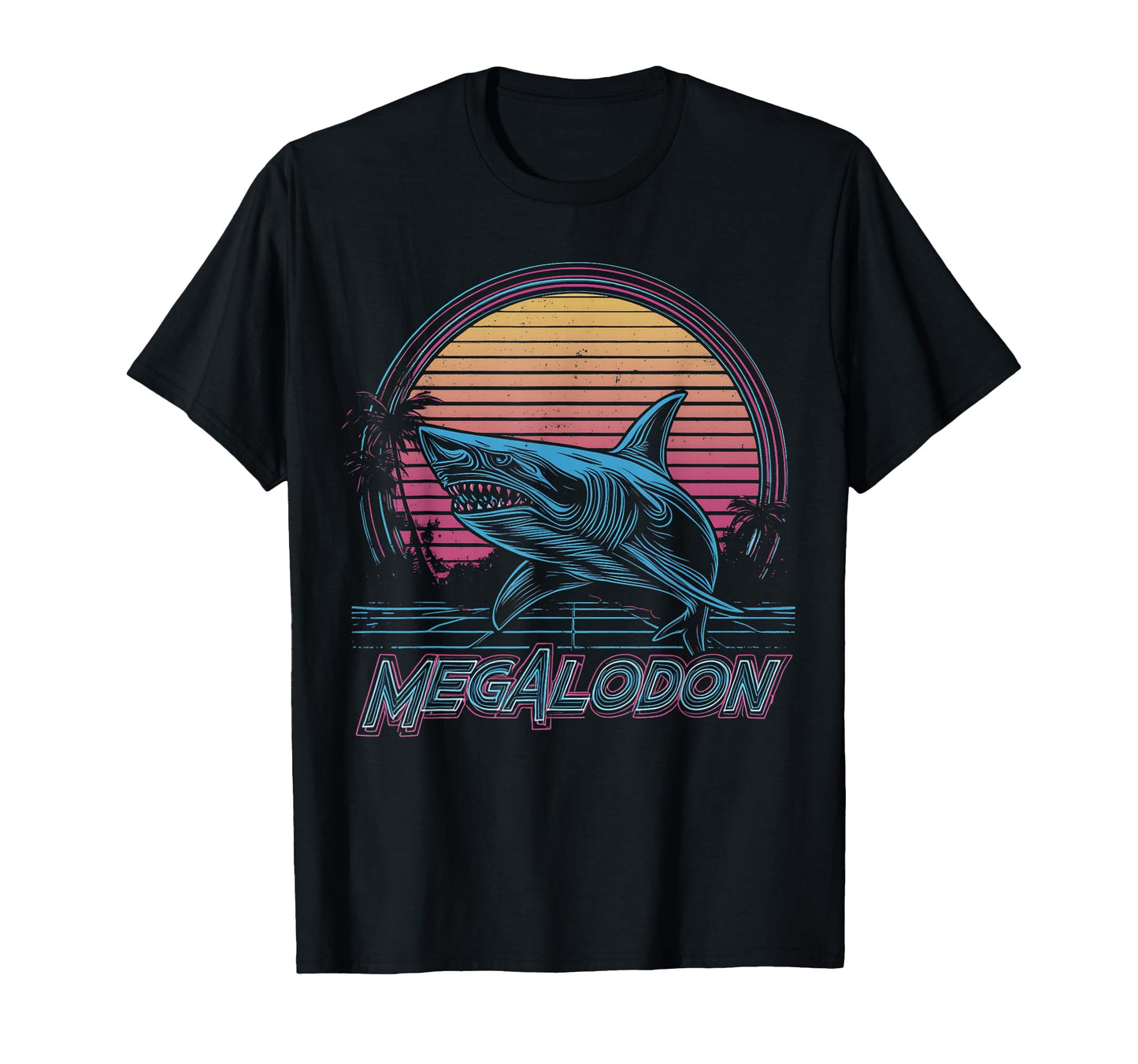Megalodon Shark Ocean Vaporwave T-Shirt - Custom Art Print Men Women - T-Shirt, Sweatshirt, Hoodie