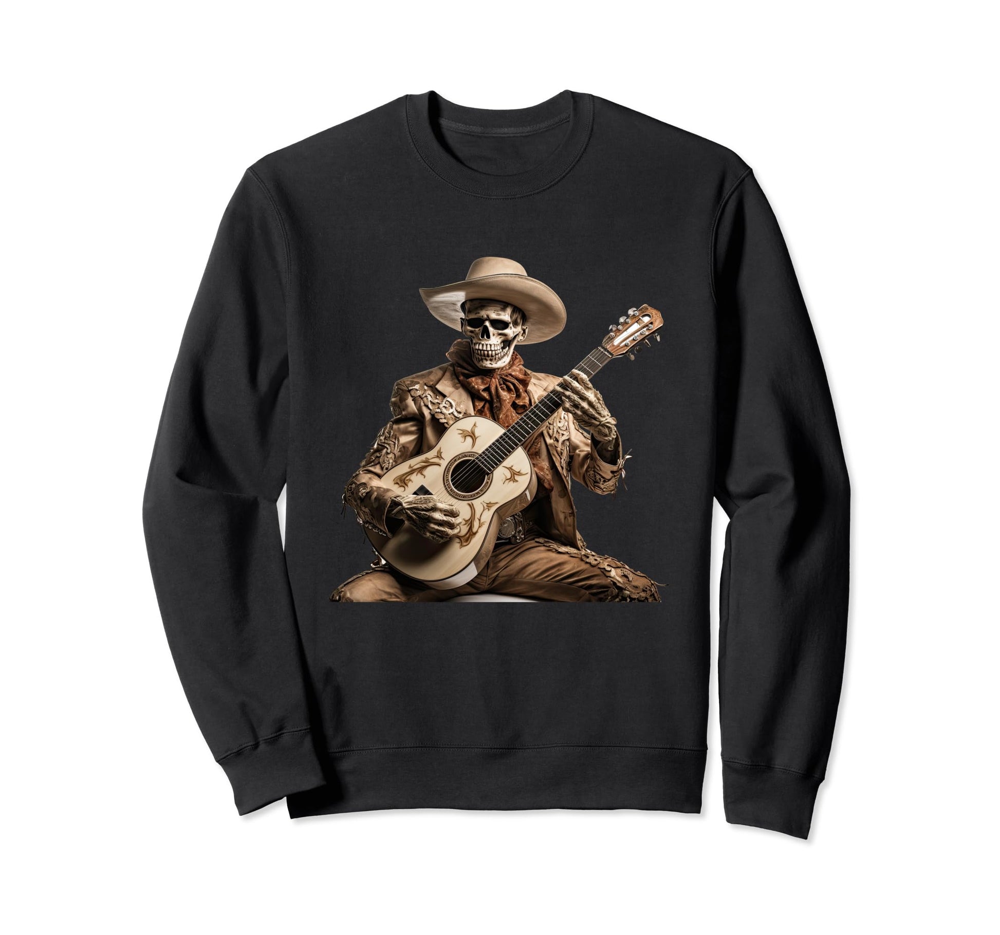 Skeleton Cowboy Playing Sweatshirt - Casual Everyday Wear for Adults - T-Shirt, Sweatshirt, Hoodie