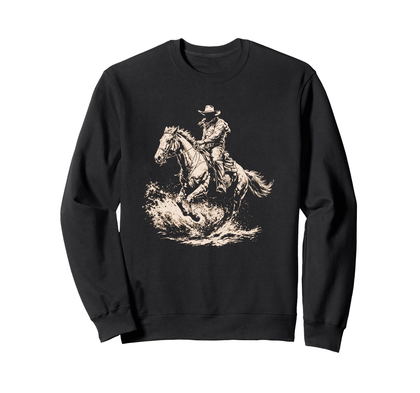 Cowboy Riding Horse Dark Western Sweatshirt - Fun Novelty Design for Adults - T-Shirt, Sweatshirt, Hoodie