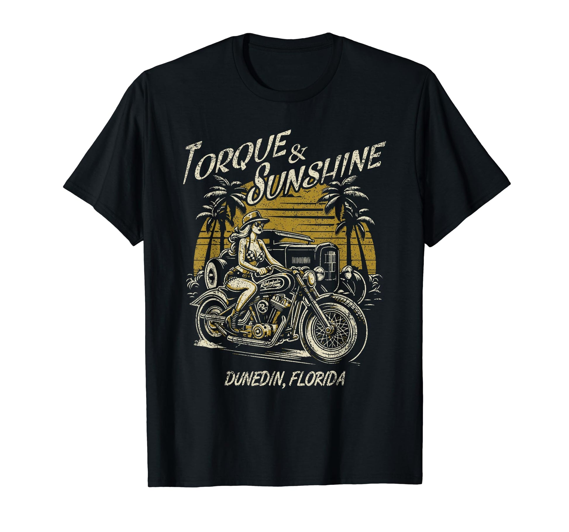 Dunedin Florida Motorcycle Hotrod T-Shirt - Trendy Graphic Men Women - T-Shirt, Sweatshirt, Hoodie