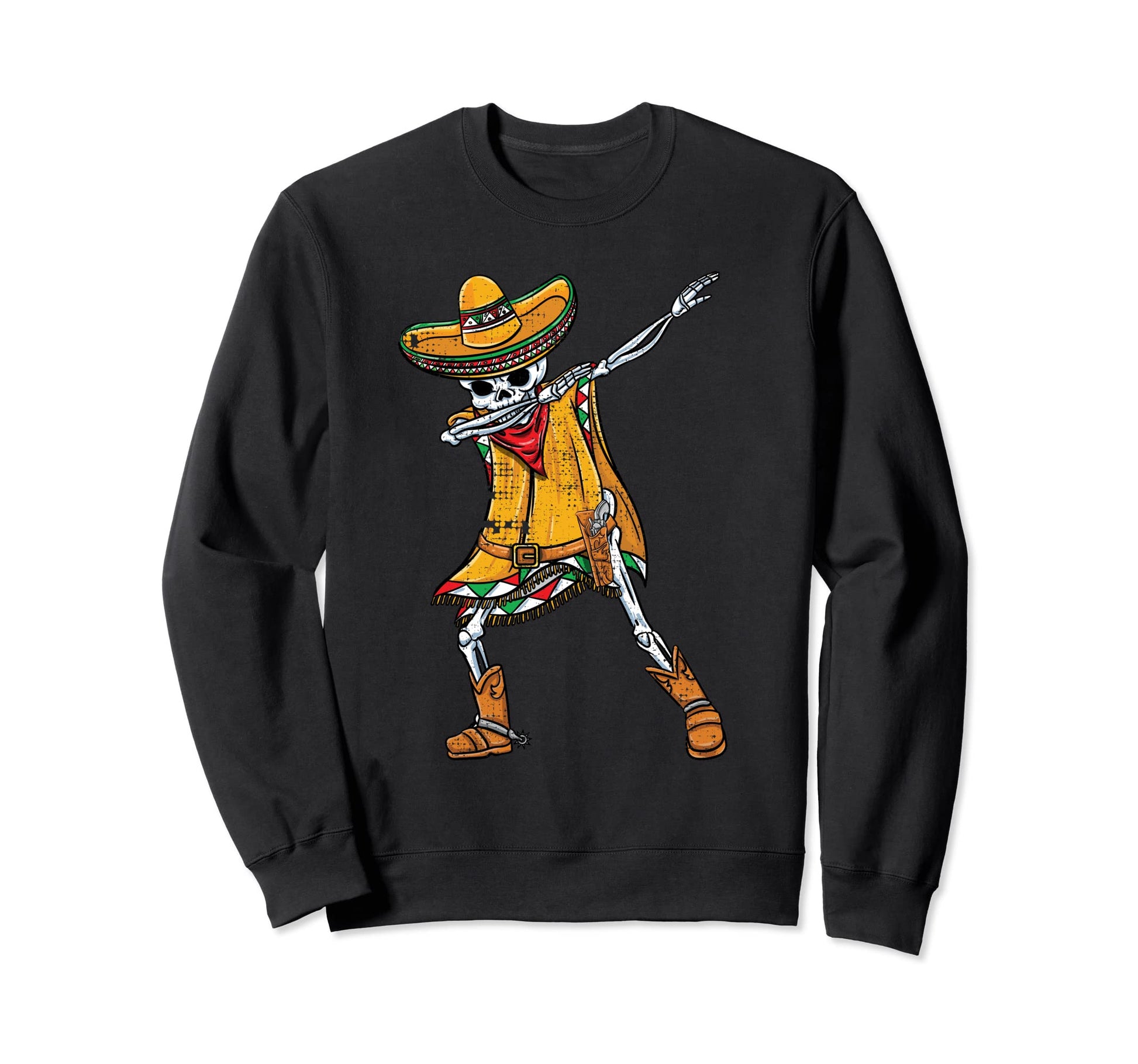 Dabbing Mexican Skeleton Cowboy Sweatshirt - Aesthetic Graphic Men Women - T-Shirt, Sweatshirt, Hoodie