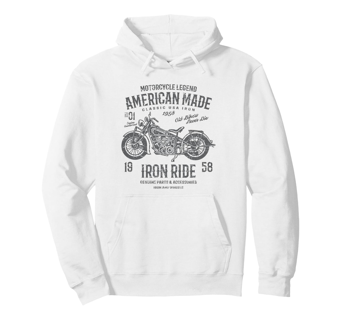 American Motorcycle Distressed Hoodie - Casual Everyday Wear Unisex - T-Shirt, Sweatshirt, Hoodie
