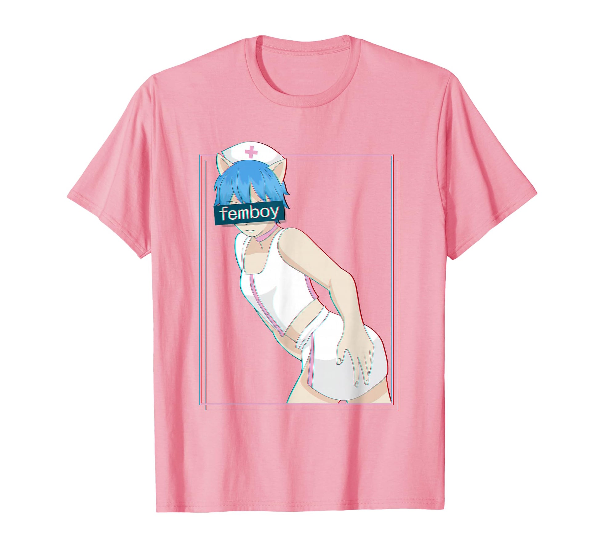 Femboy Nurse Anime Neko Vaporwave T-Shirt - Casual Everyday Wear Unisex - T-Shirt, Sweatshirt, Hoodie